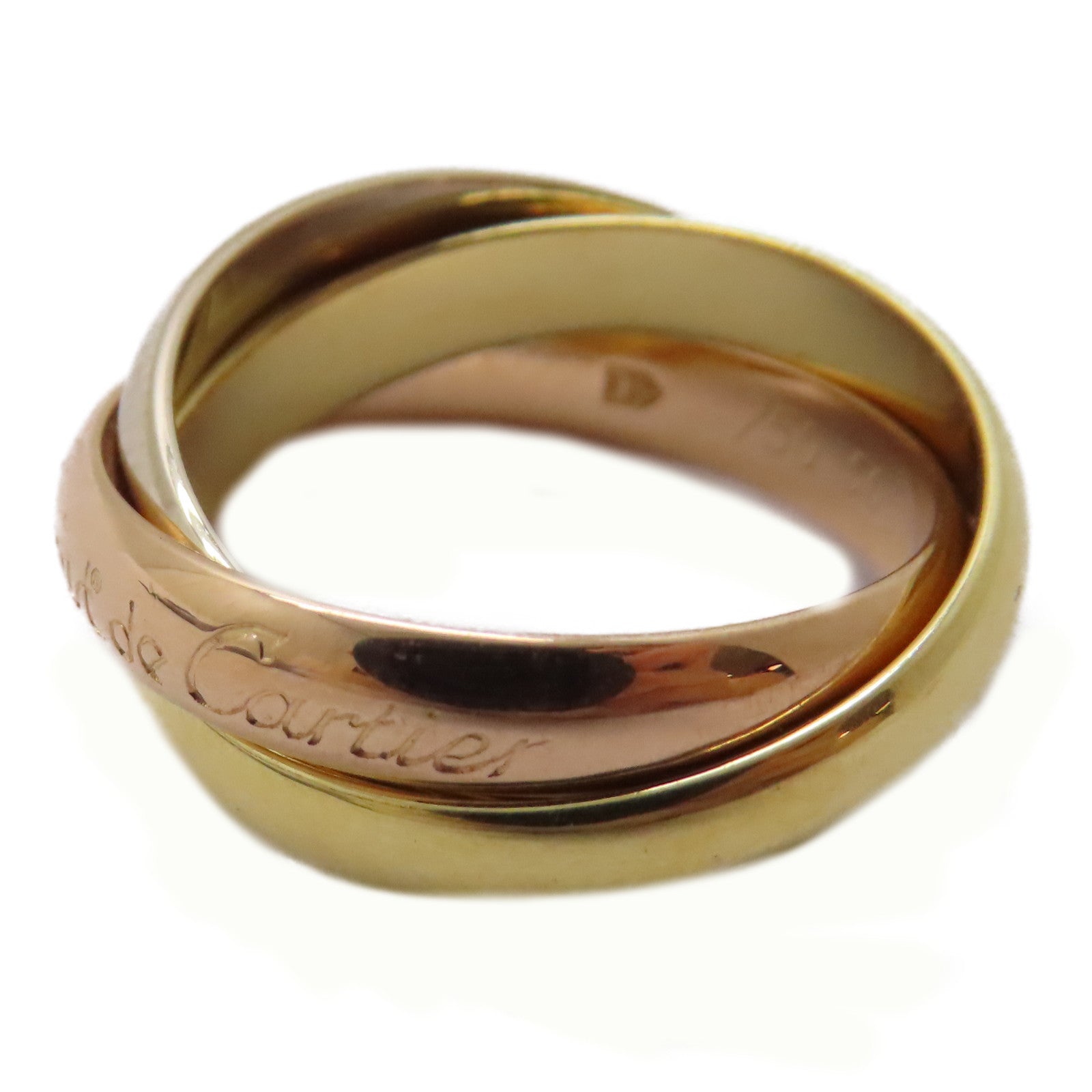 CARTIER 18K黃金/白金/玫瑰金Trinity Ring戒指US#5.25/Cartier#50
