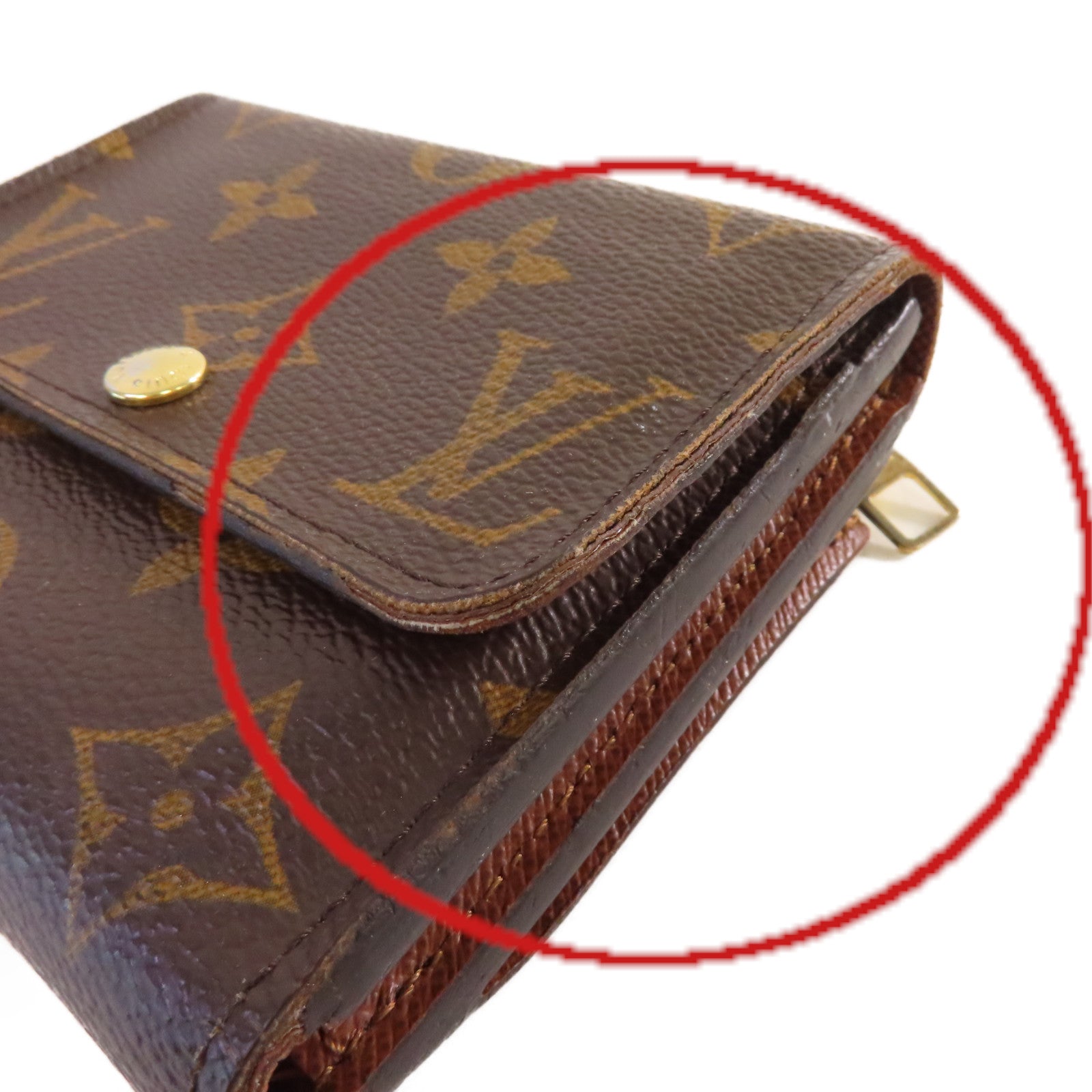 LOUIS VUITTON Monogram Short Wallet金扣短錢包啡色