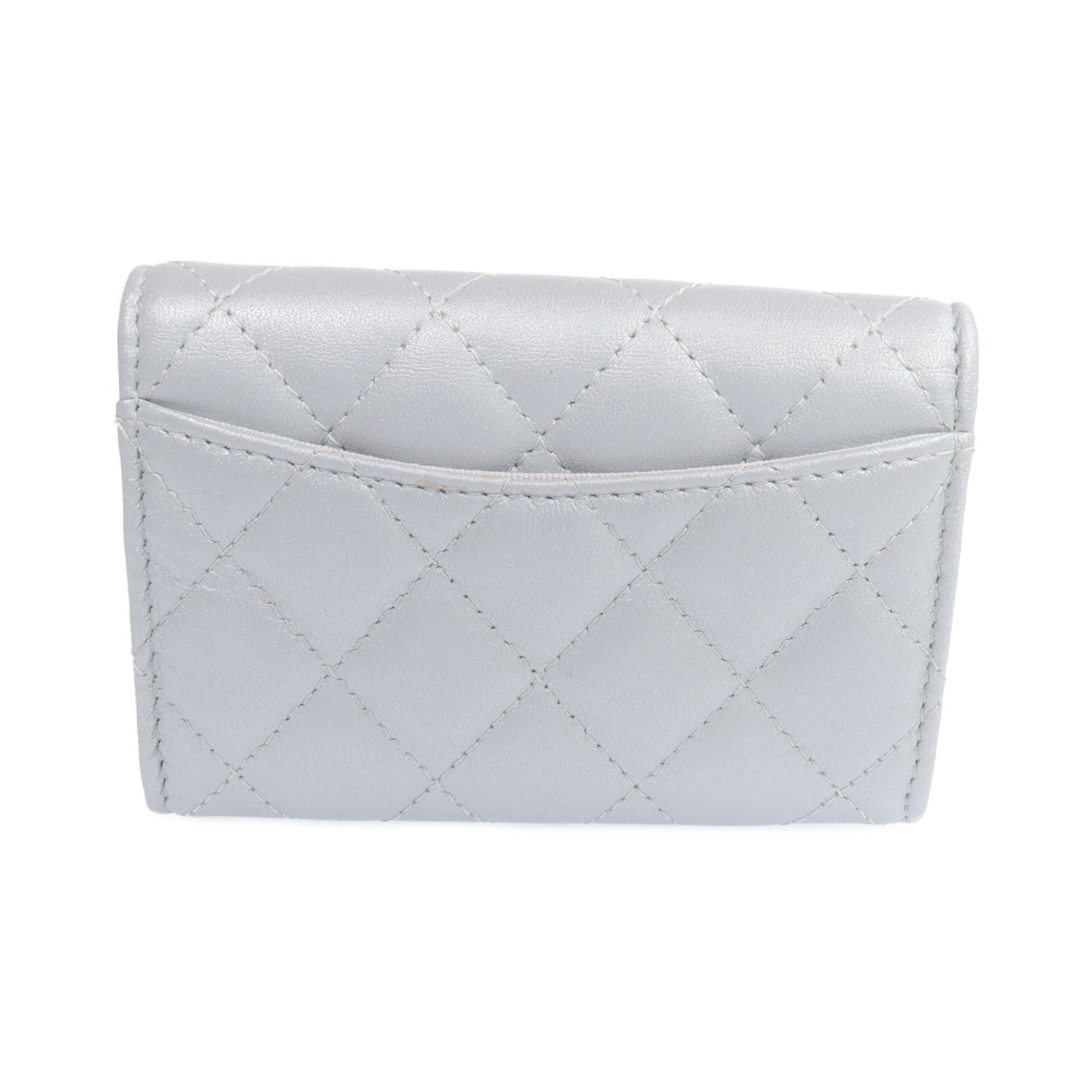 CHANEL 【激減優惠】羊皮皮革Card Case銀扣卡片套