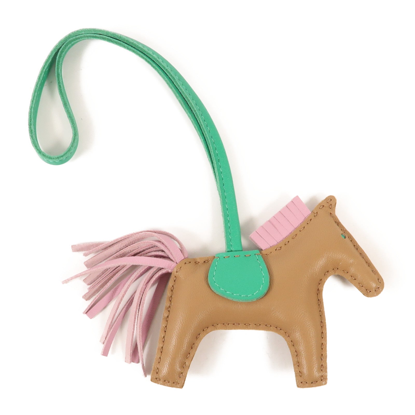 HERMES Milo皮革Rodeo PM掛飾Brown