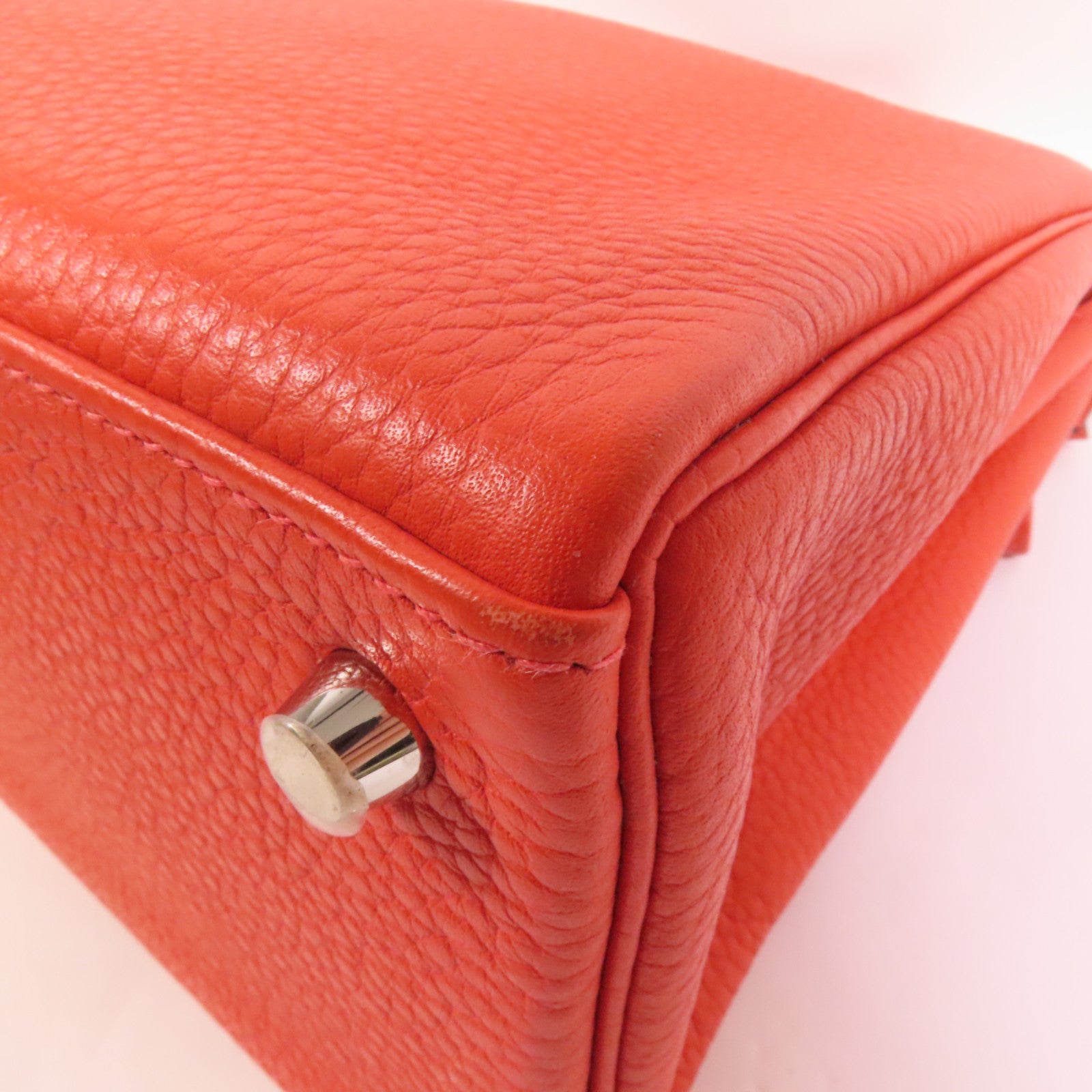 HERMES Clemence皮革Kelly 28銀扣手挽肩背兩用袋Rouge Pivoine