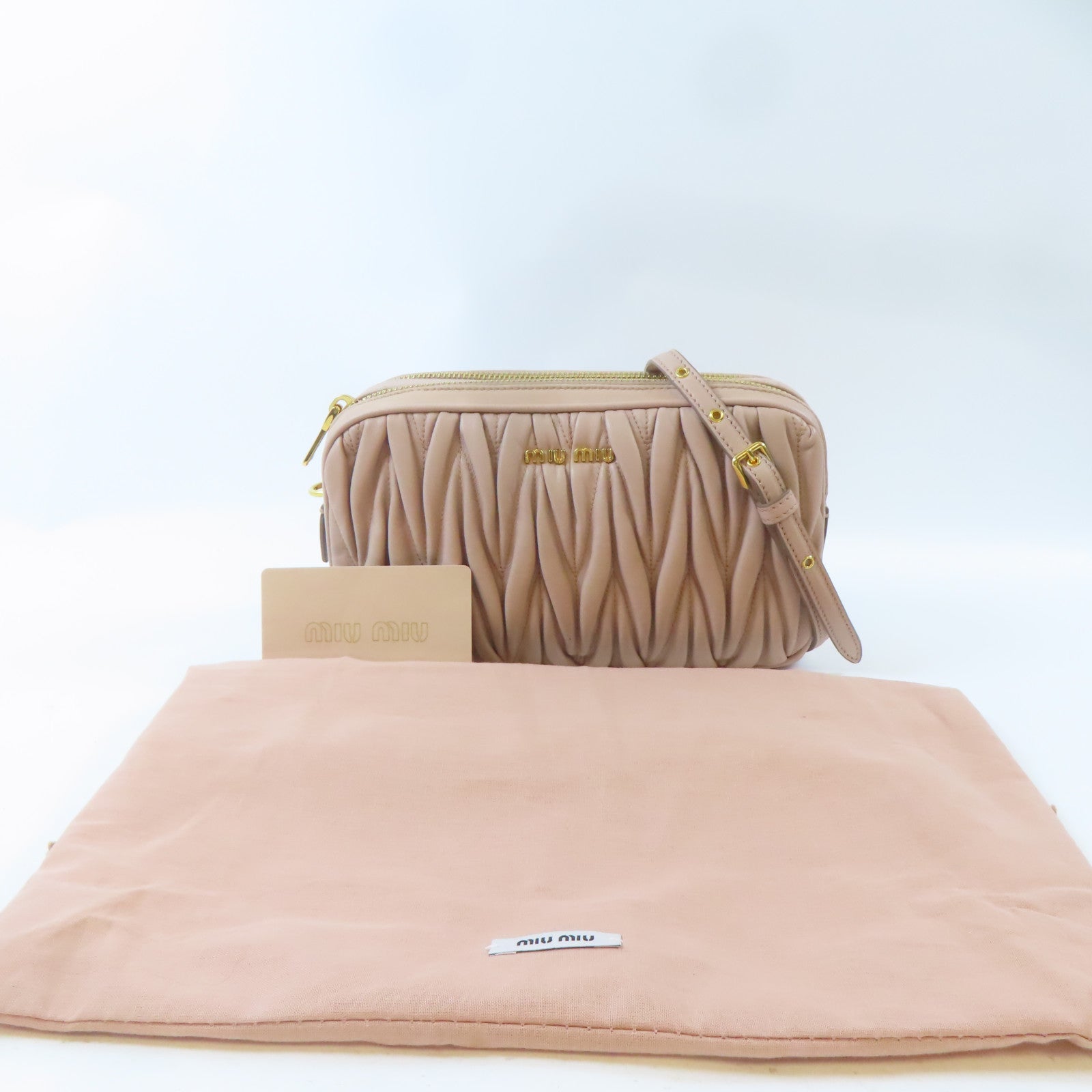 Miu Miu 羊皮皮革Shoulder Bag金扣肩背袋淺褐色
