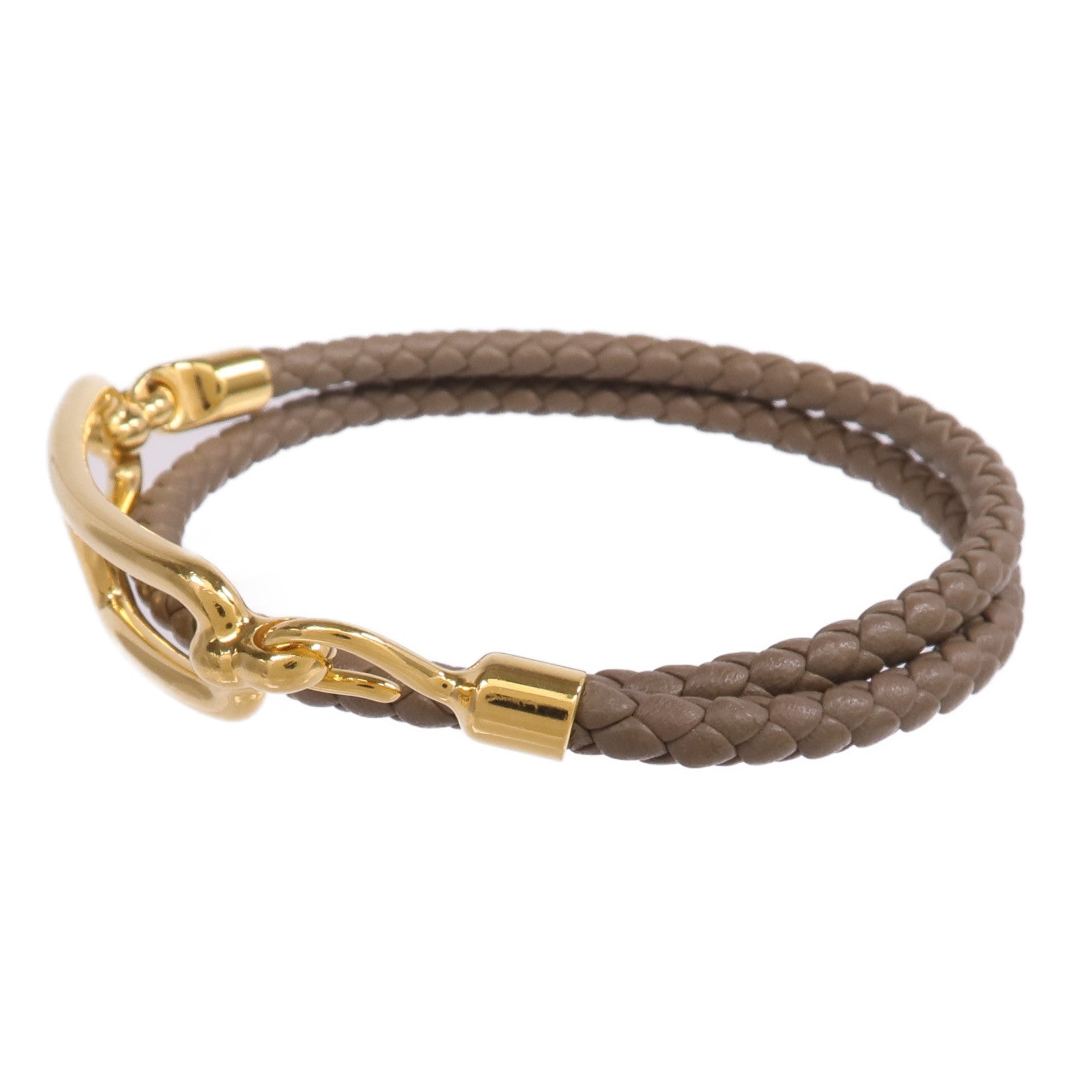 HERMES Swift皮革Roulis Double Tour Bracelet金扣手帶Etoupe
