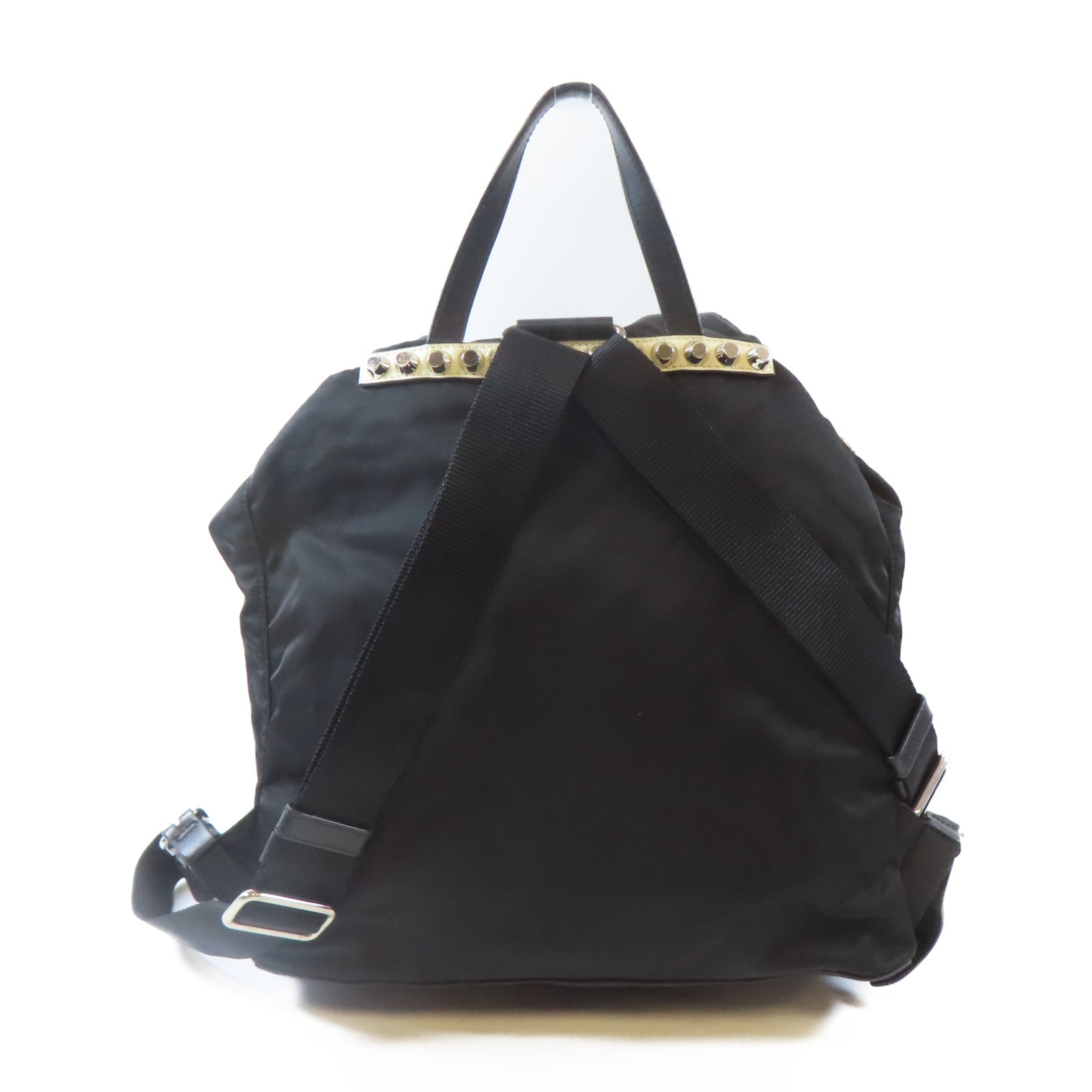 PRADA 尼龍Backpack銀扣背包黑色
