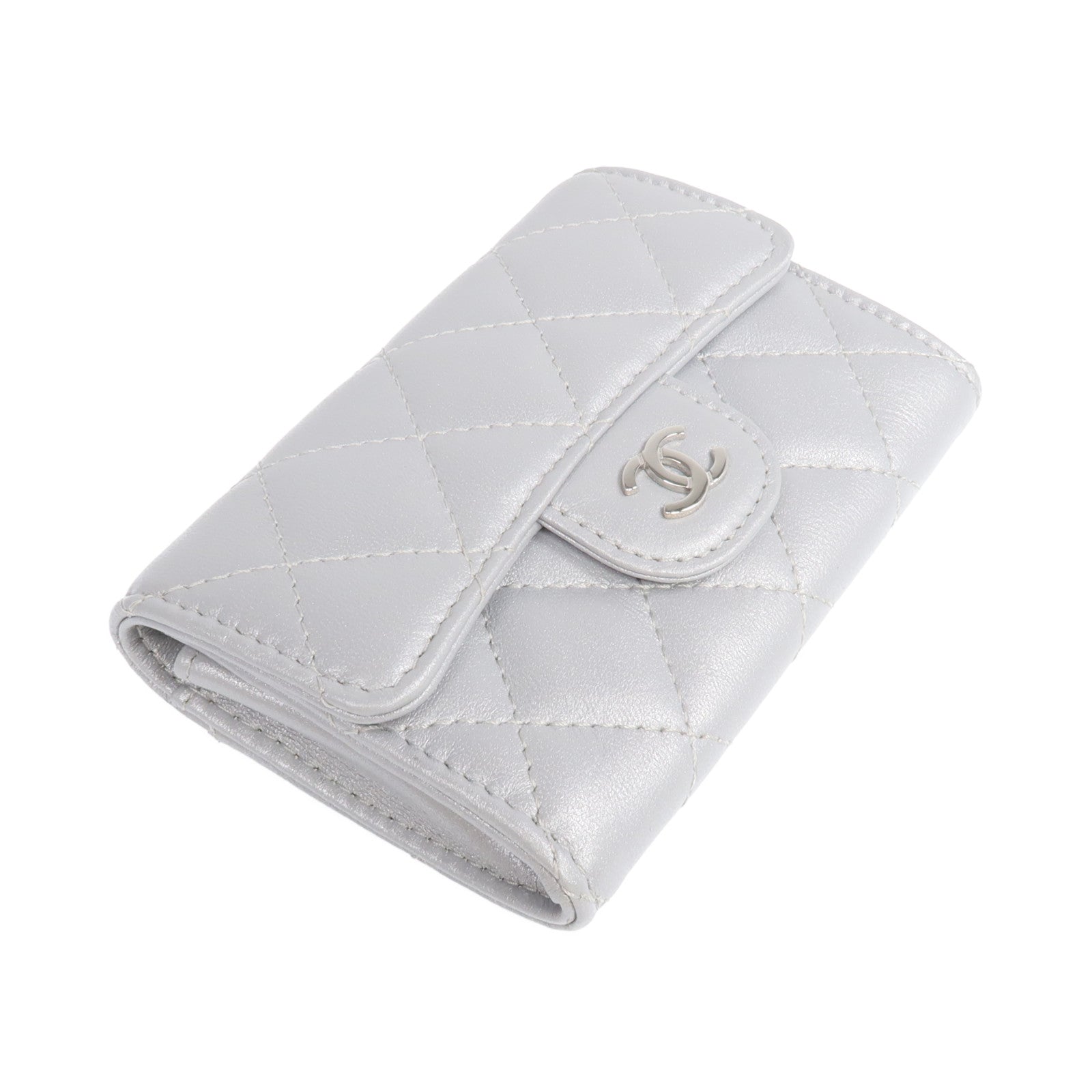 CHANEL 【激減優惠】羊皮皮革Card Case銀扣卡片套