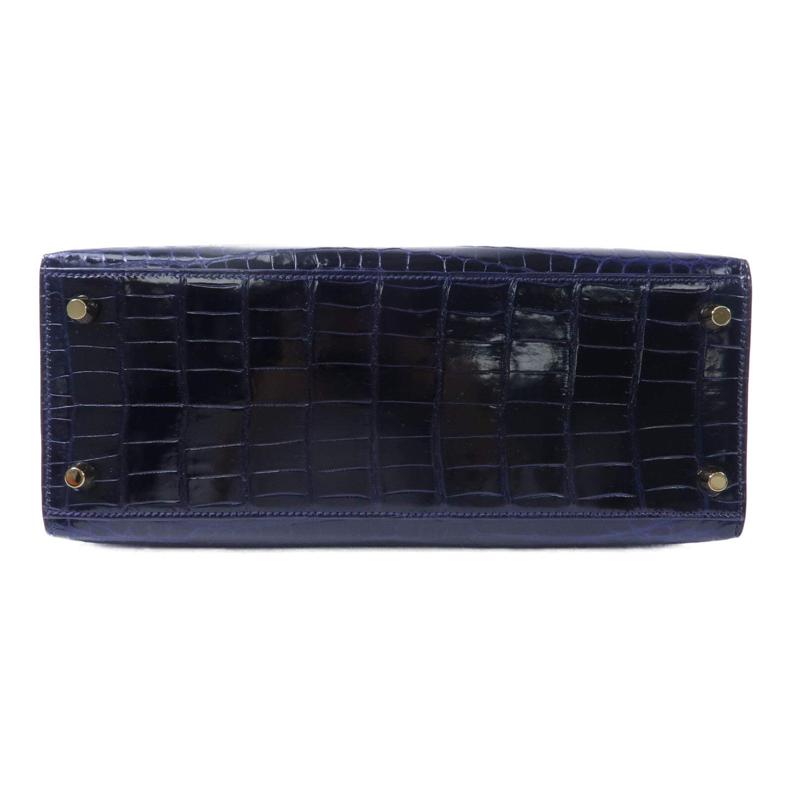 HERMES 鱷魚皮革Kelly 28手挽肩背兩用袋Bleu Saphir