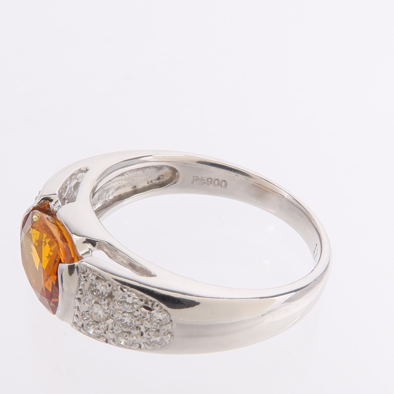 JEWELRY PT900鉑金Golden Sapphire Diamond Ring戒指