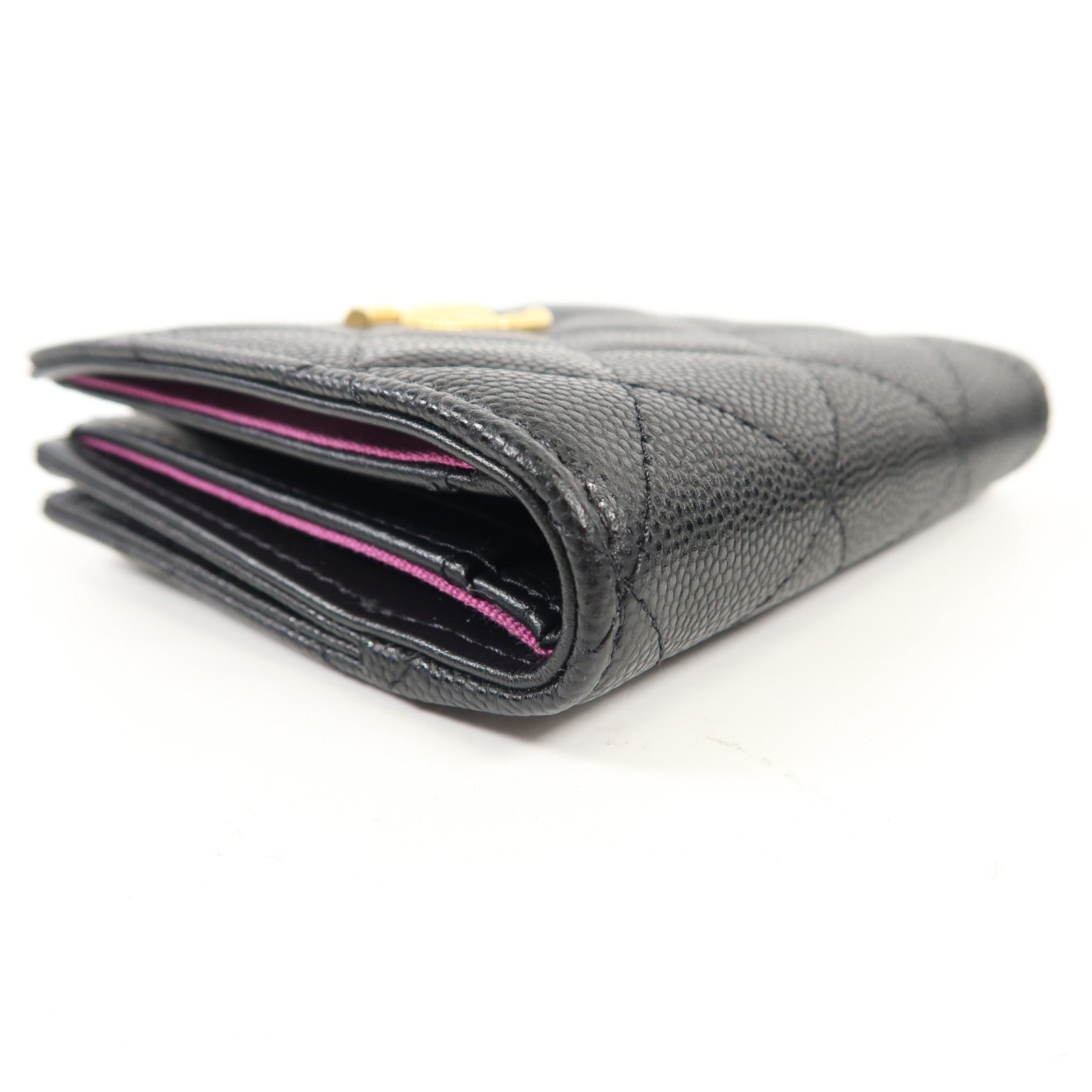 CHANEL 牛皮皮革Fold Wallet金扣錢包