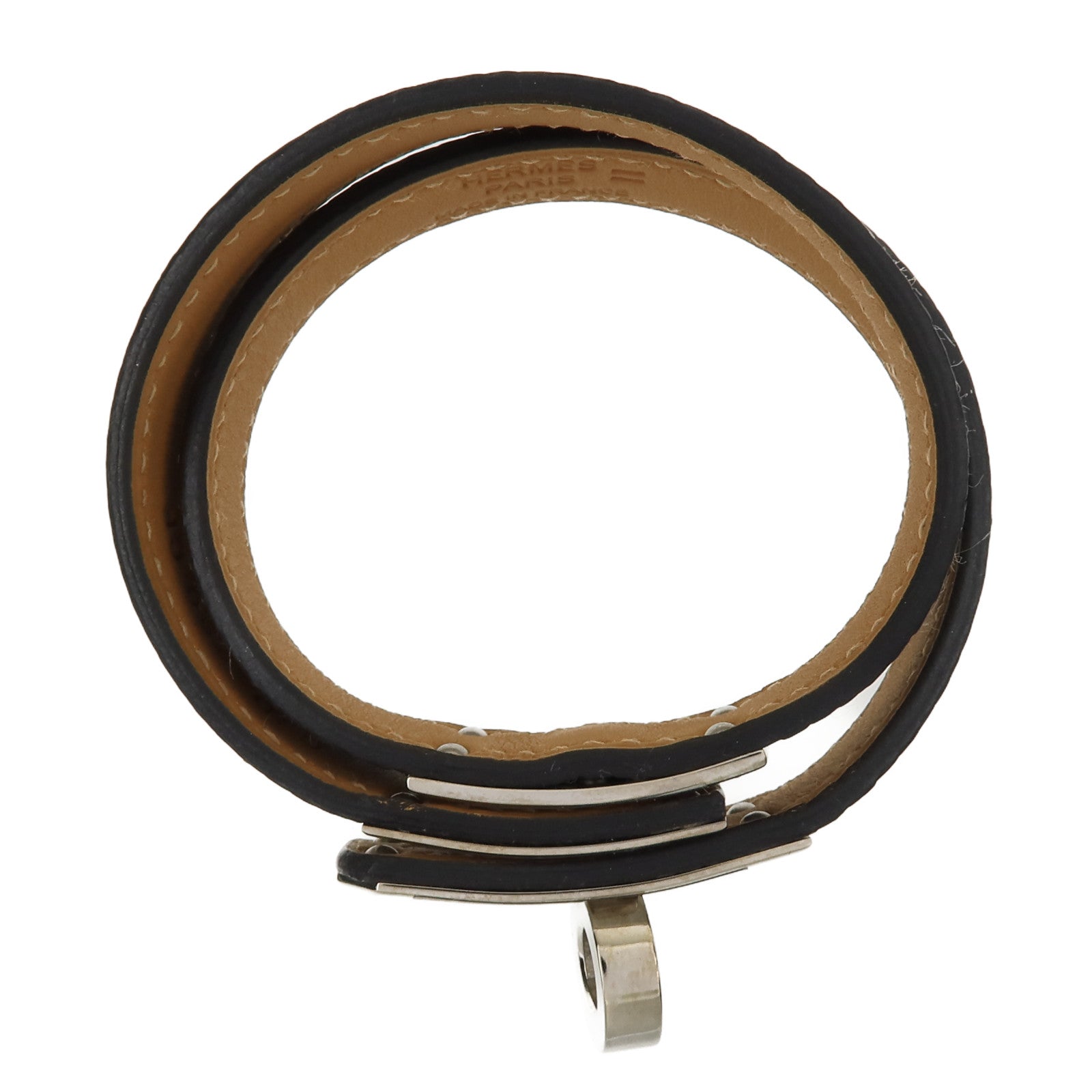 HERMES 蜥蝪皮革Kelly Double Tour Bracelet銀扣手鏈