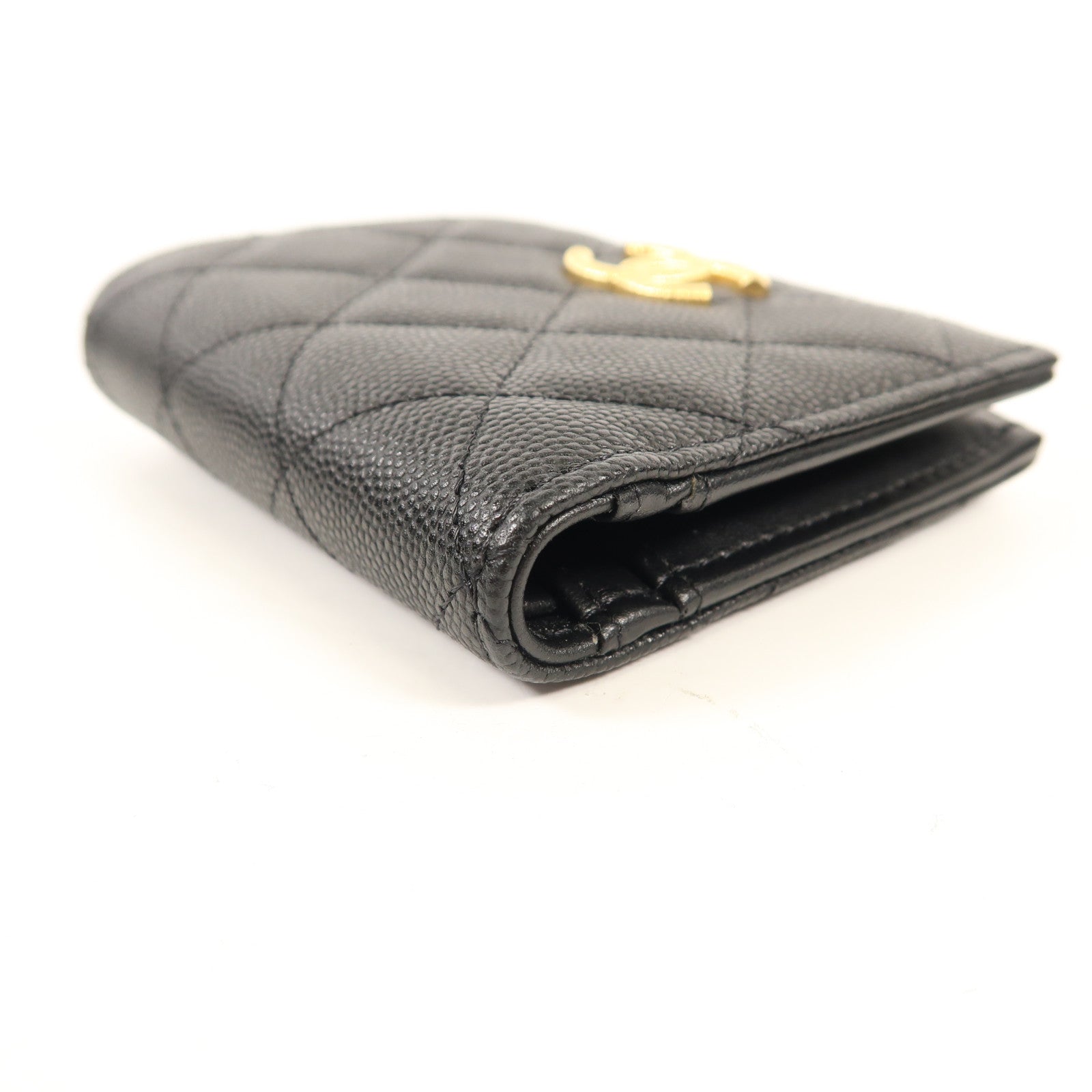 CHANEL 牛皮皮革Fold Wallet金扣錢包