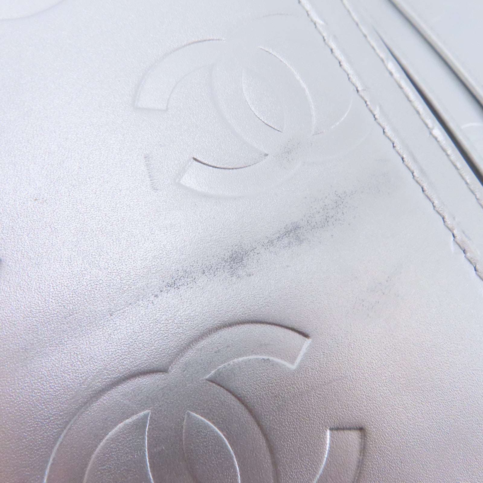 CHANEL 菱格牛皮皮革Cambon Long Wallet銀扣長錢包黑色/銀色