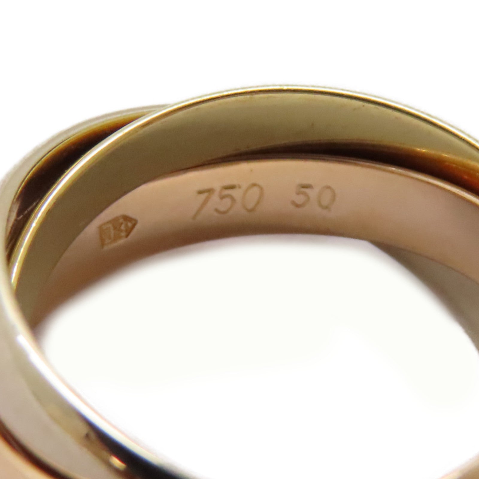 CARTIER 18K黃金/白金/玫瑰金Trinity Ring戒指US#5.25/Cartier#50