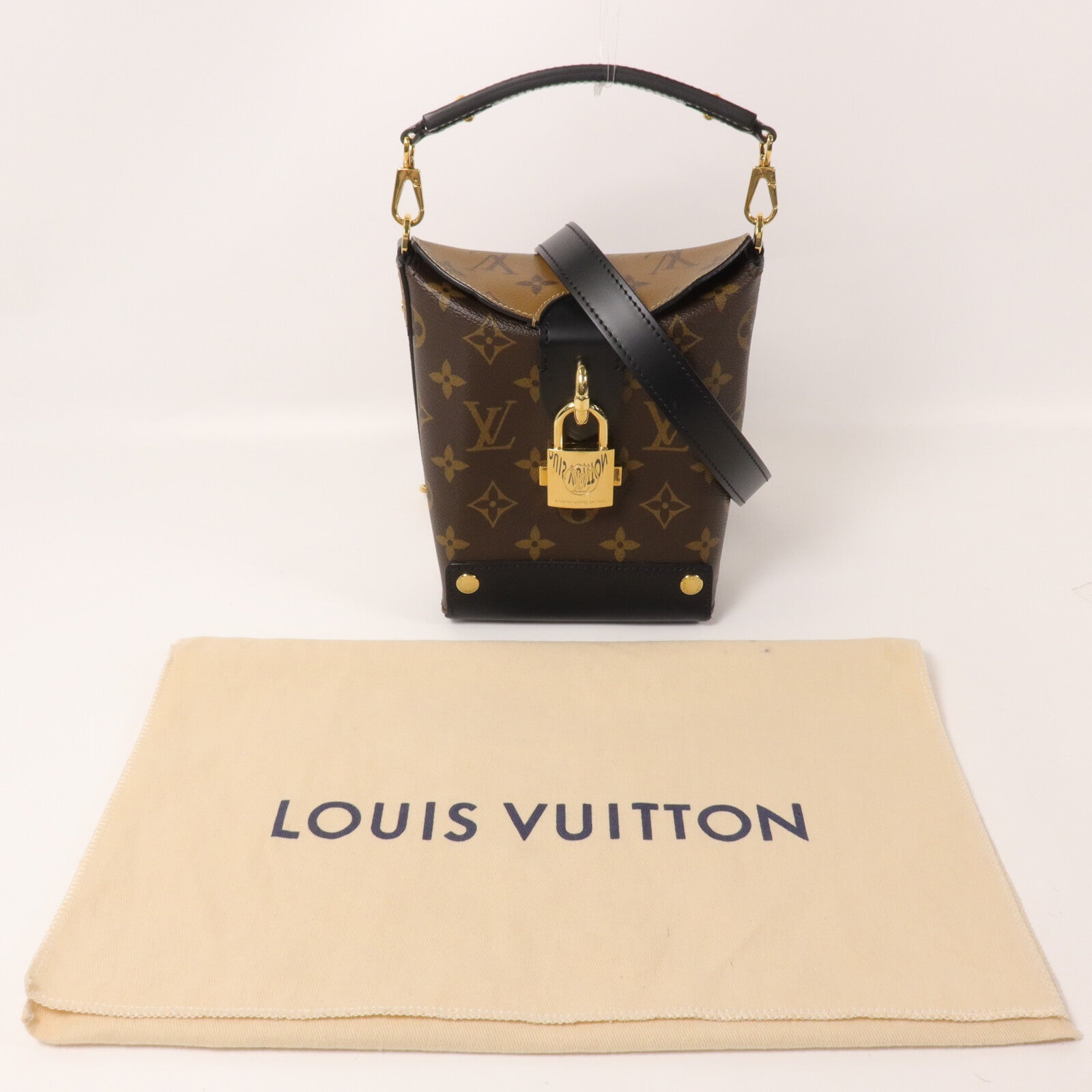 LOUIS VUITTON Monogram Reverse Bento Box手挽肩背兩用袋