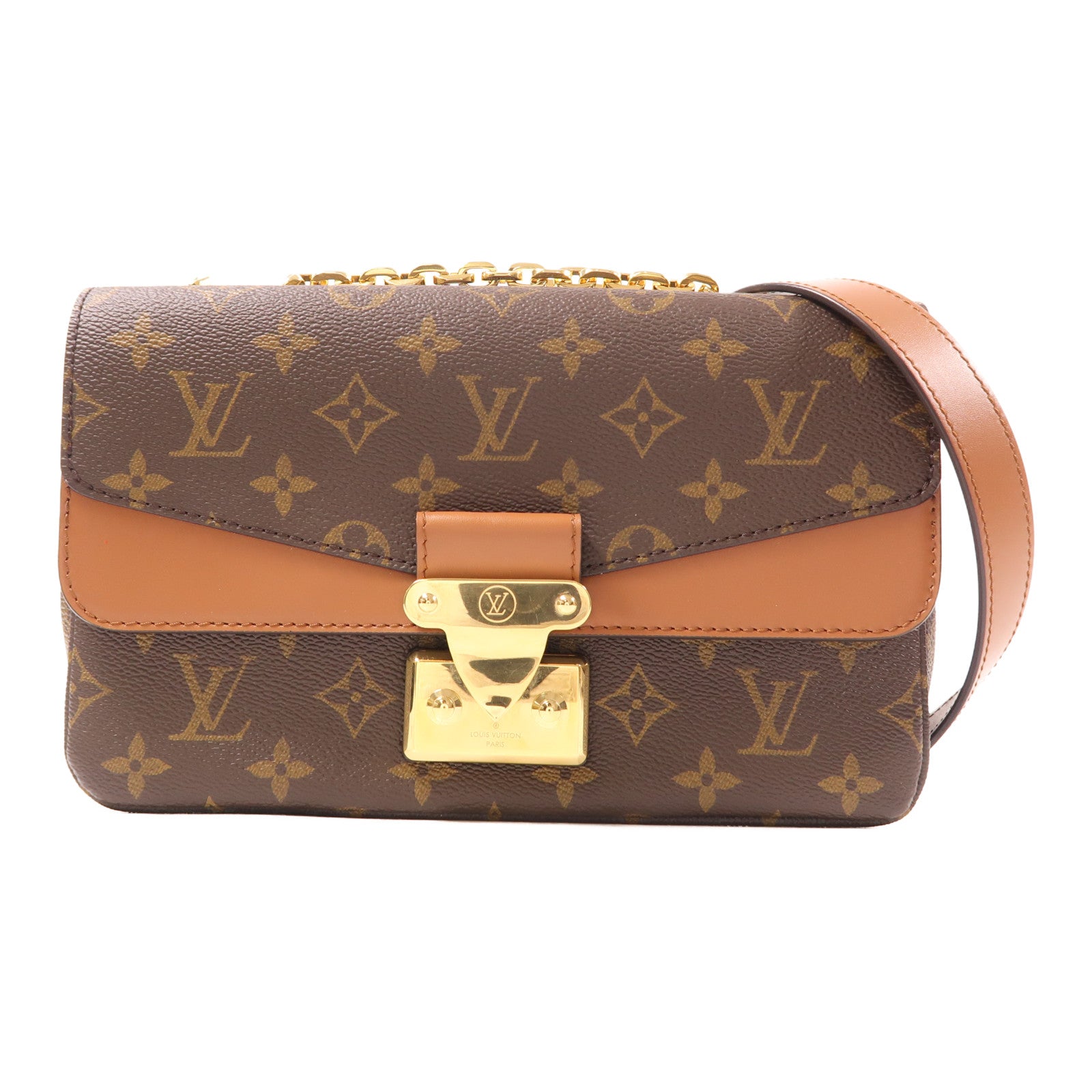 LOUIS VUITTON 【激減優惠】Monogram Marceau金扣鏈帶肩背袋棕色