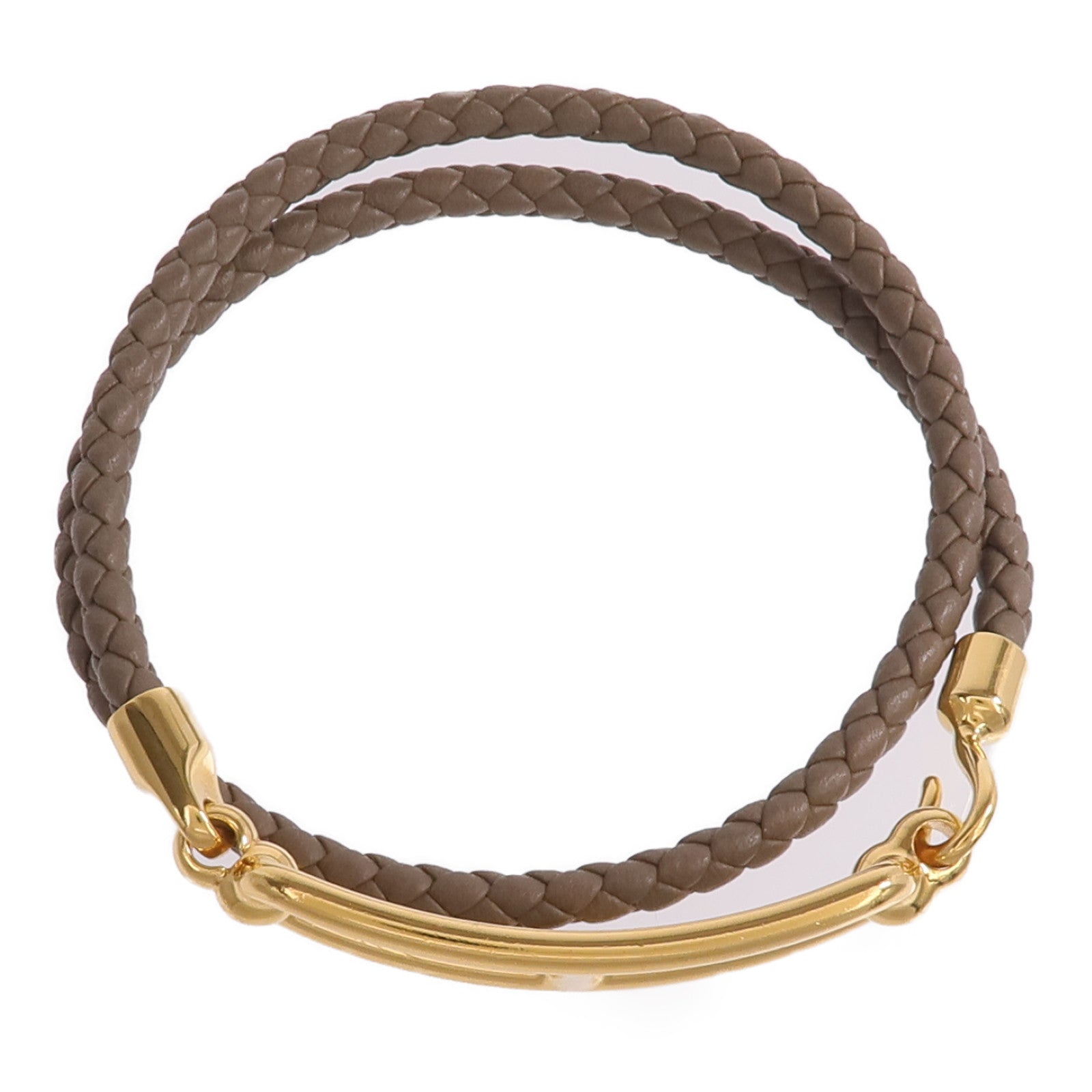HERMES Swift皮革Roulis Double Tour Bracelet金扣手帶Etoupe