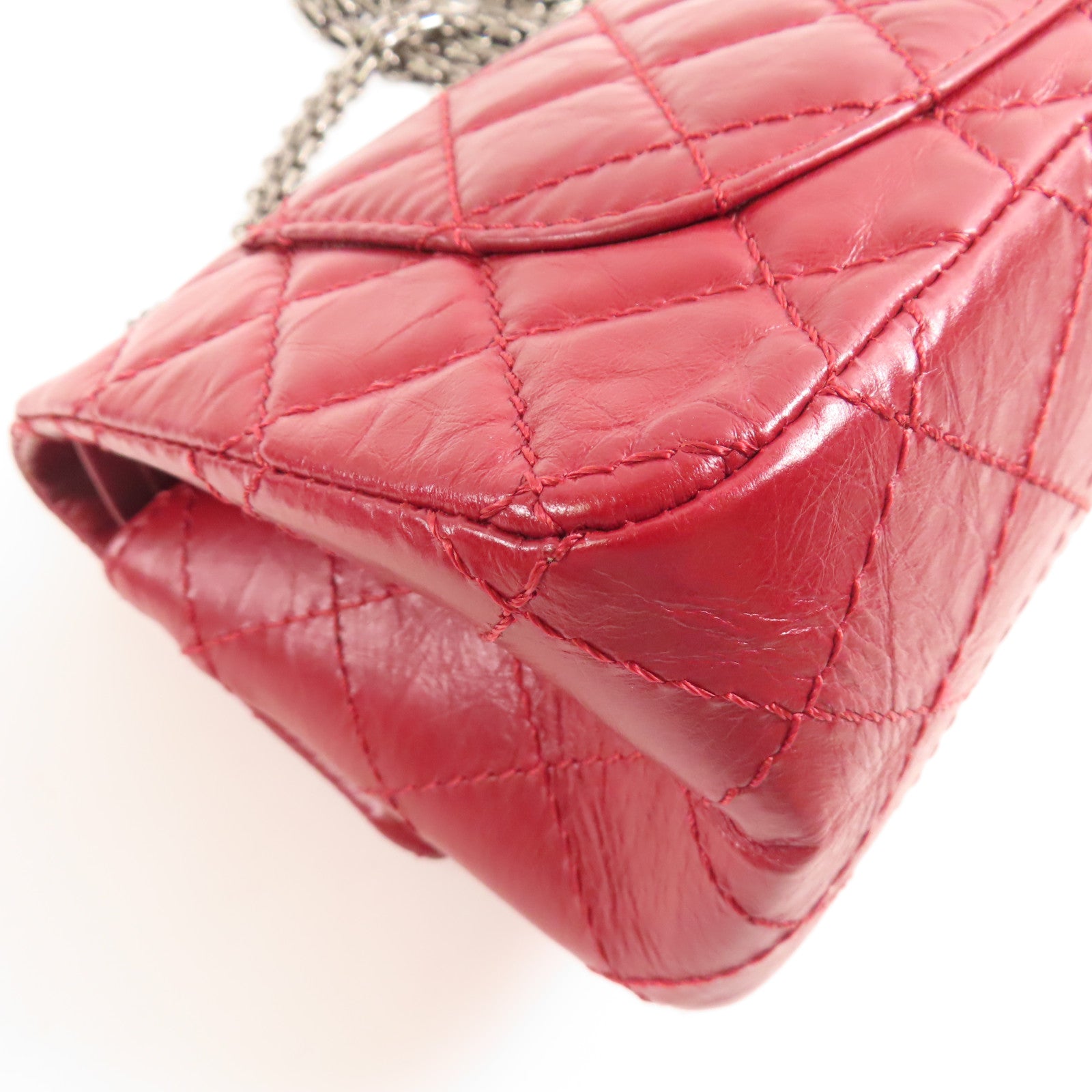CHANEL CC 2.55 Mini Chain Shoulder Bag AS0874 Calfskin Leather Red
