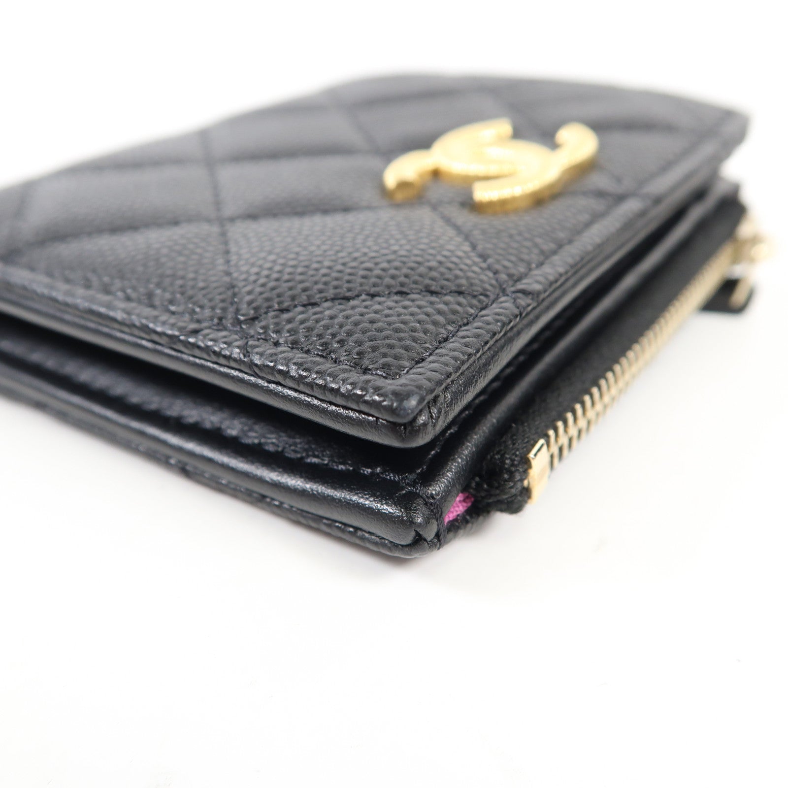 CHANEL 牛皮皮革Fold Wallet金扣錢包