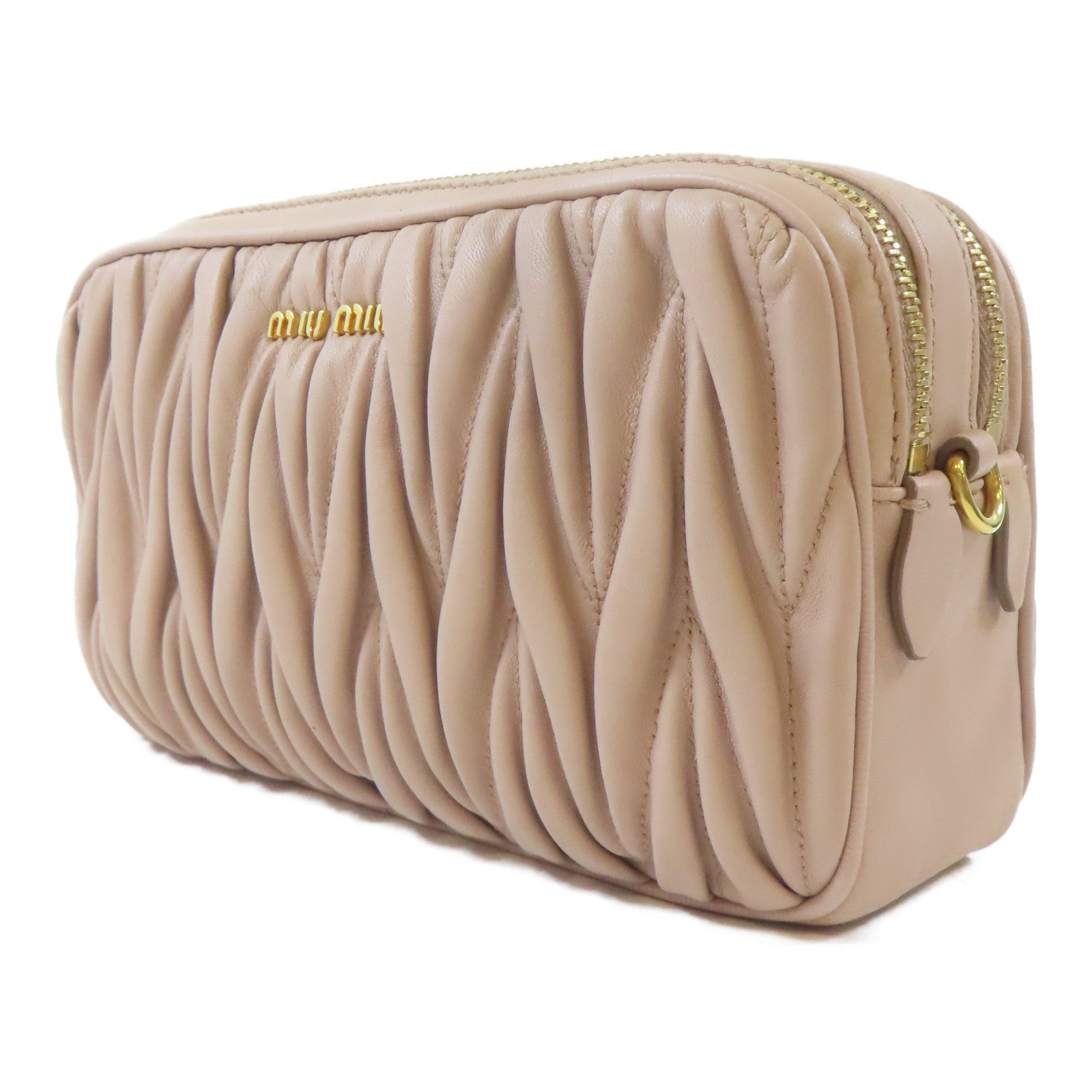 Miu Miu 羊皮皮革Shoulder Bag金扣肩背袋淺褐色