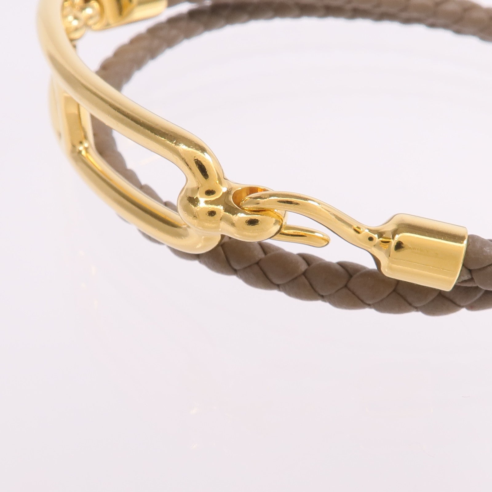 HERMES Swift皮革Roulis Double Tour Bracelet金扣手帶Etoupe