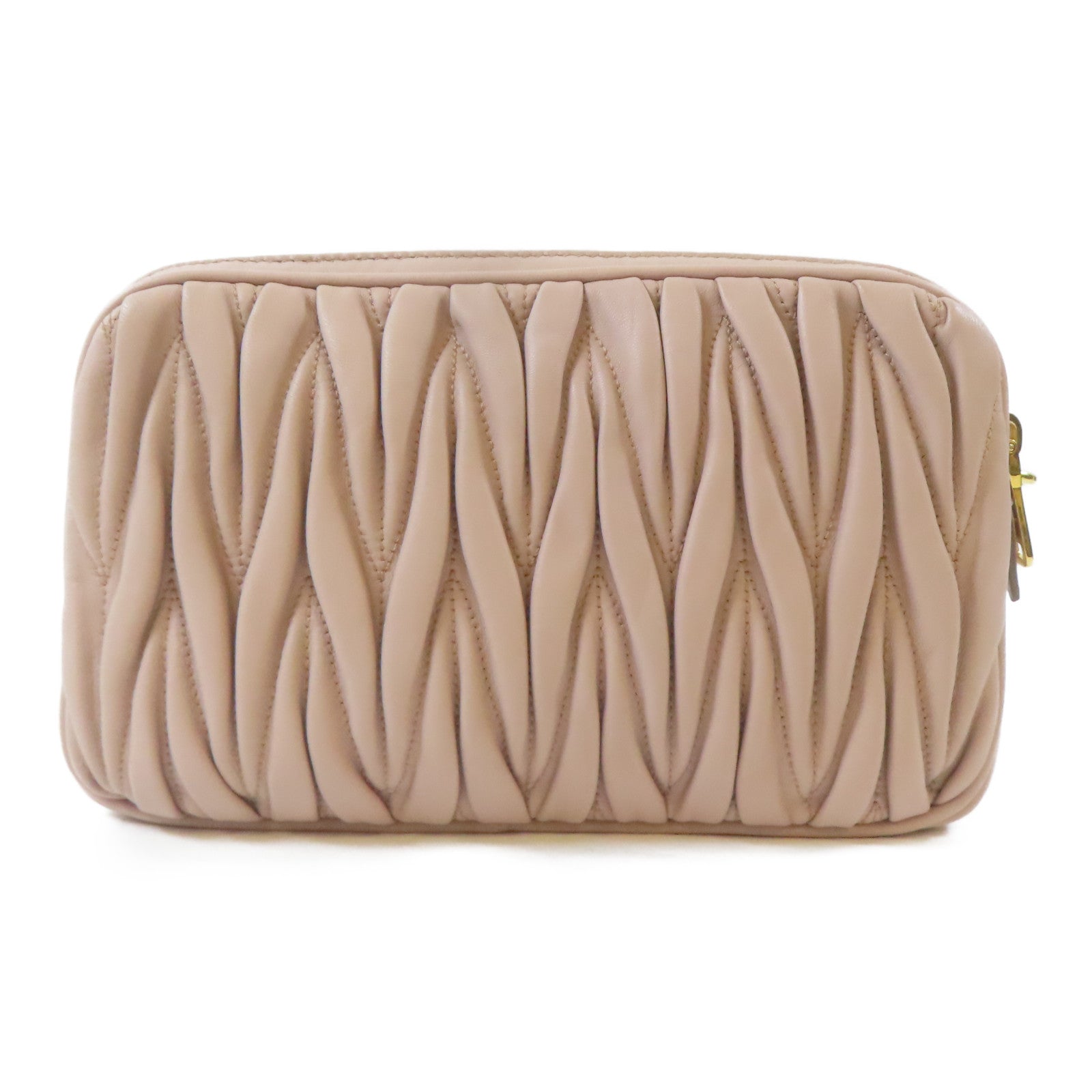 Miu Miu 羊皮皮革Shoulder Bag金扣肩背袋淺褐色