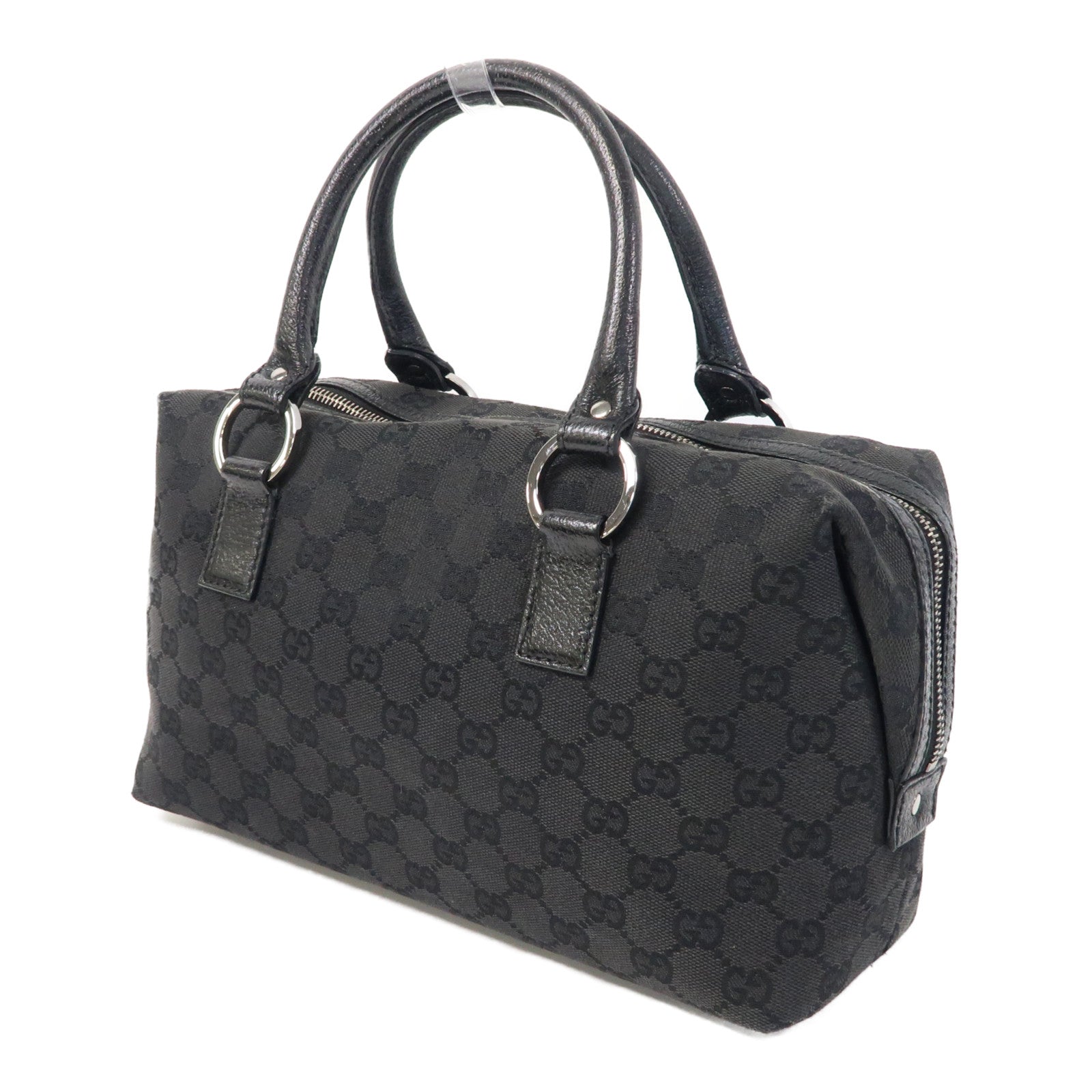 GUCCI 帆布Hand Bag銀扣手挽袋黑色