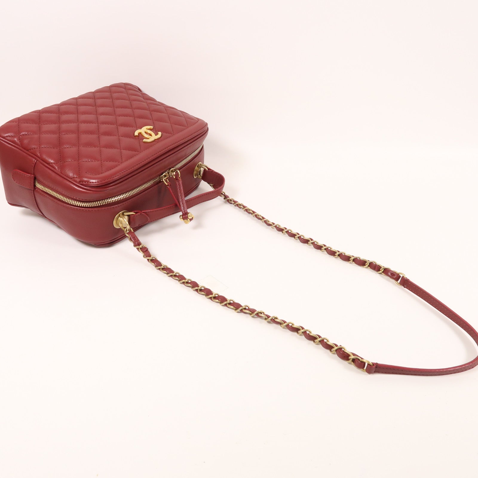 CHANEL 牛皮皮革2 Way Shoulder金扣手挽肩背兩用袋