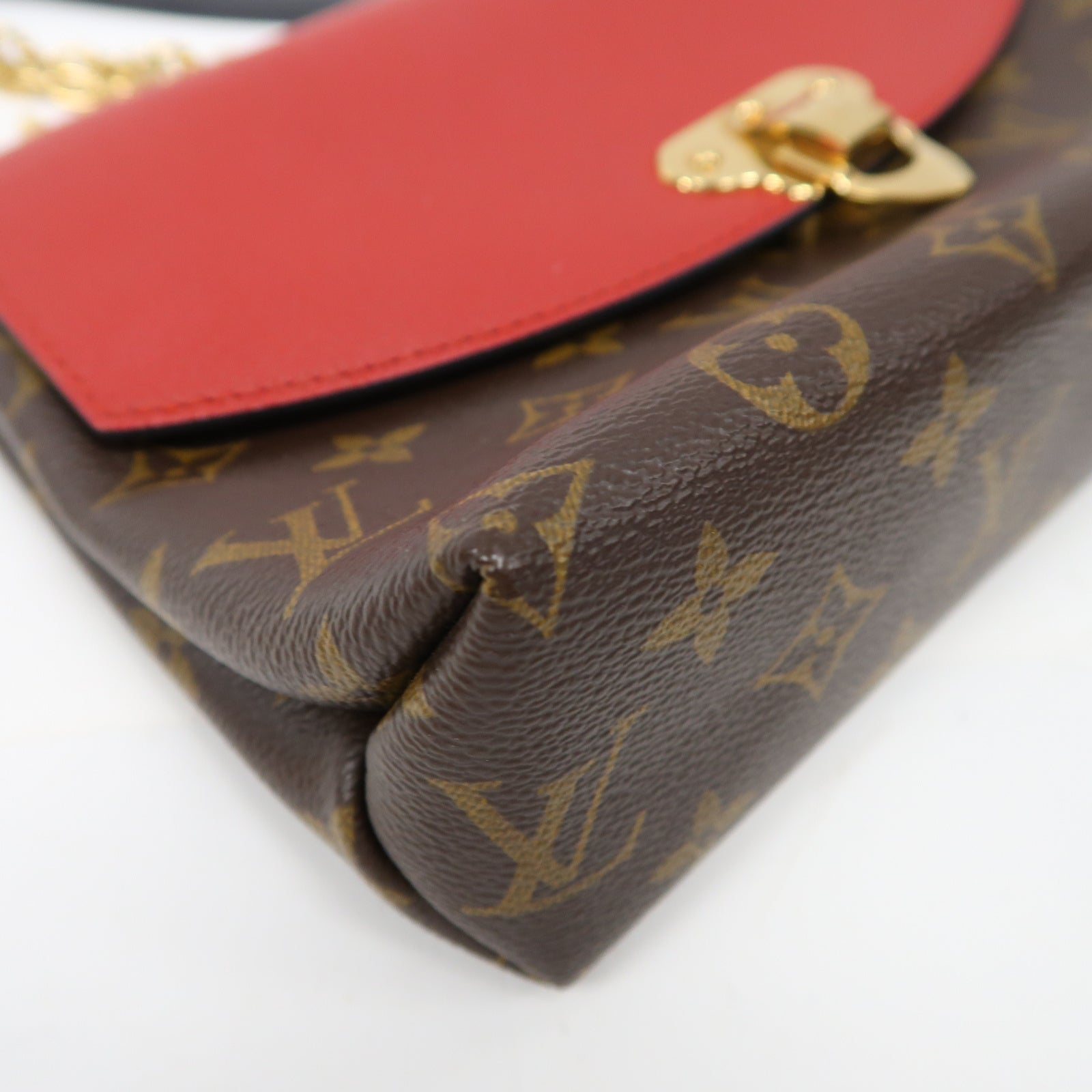 LOUIS VUITTON 【激減優惠】Monogram Saint Placide金扣鏈帶肩背袋啡色/紅色