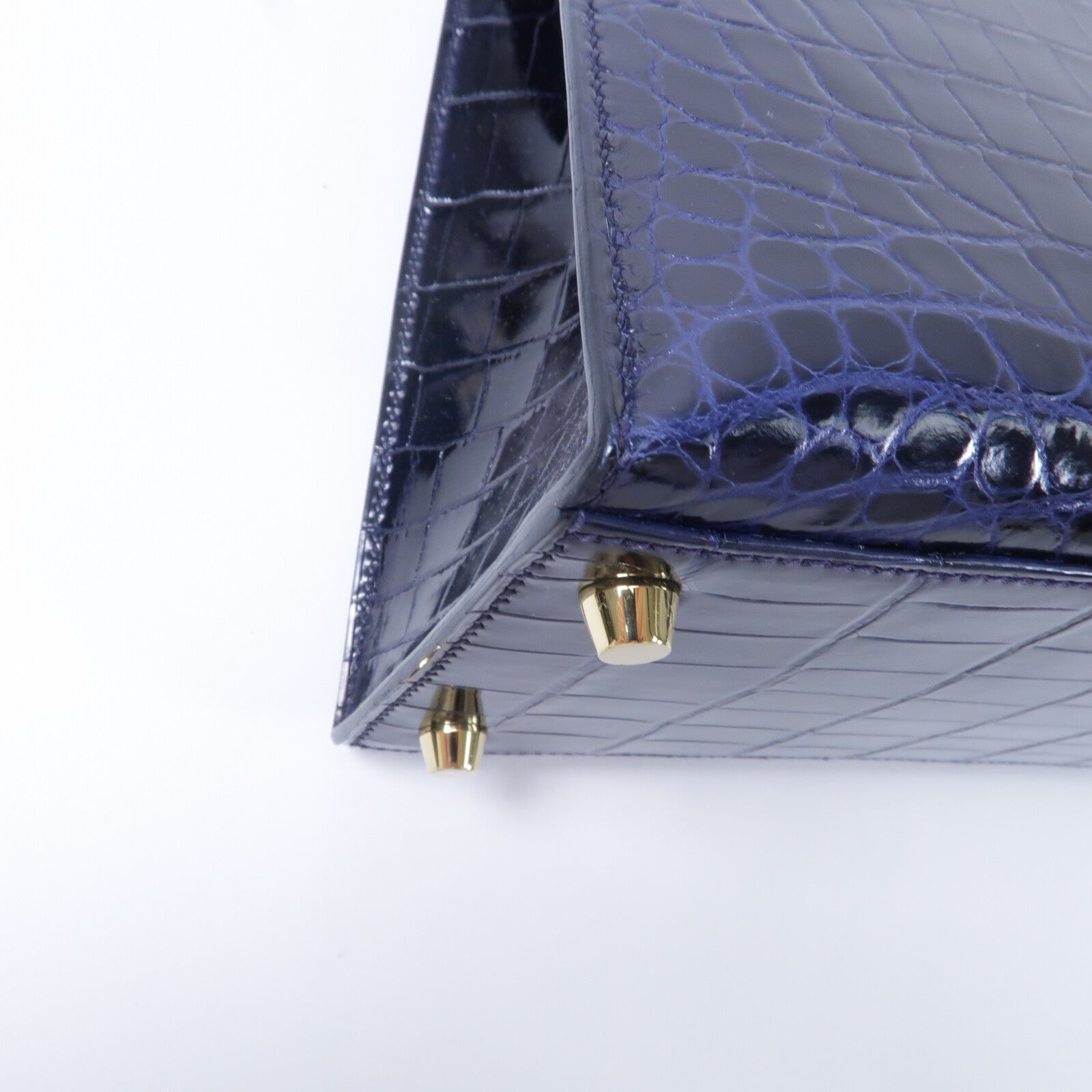 HERMES 鱷魚皮革Kelly 28手挽肩背兩用袋Bleu Saphir