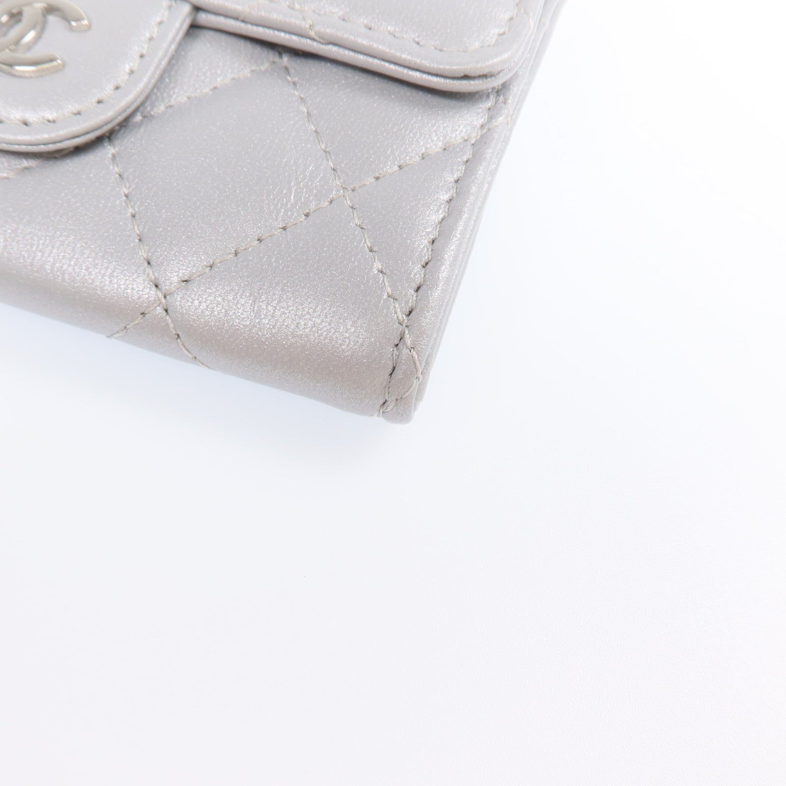 CHANEL 【激減優惠】羊皮皮革Card Case銀扣卡片套