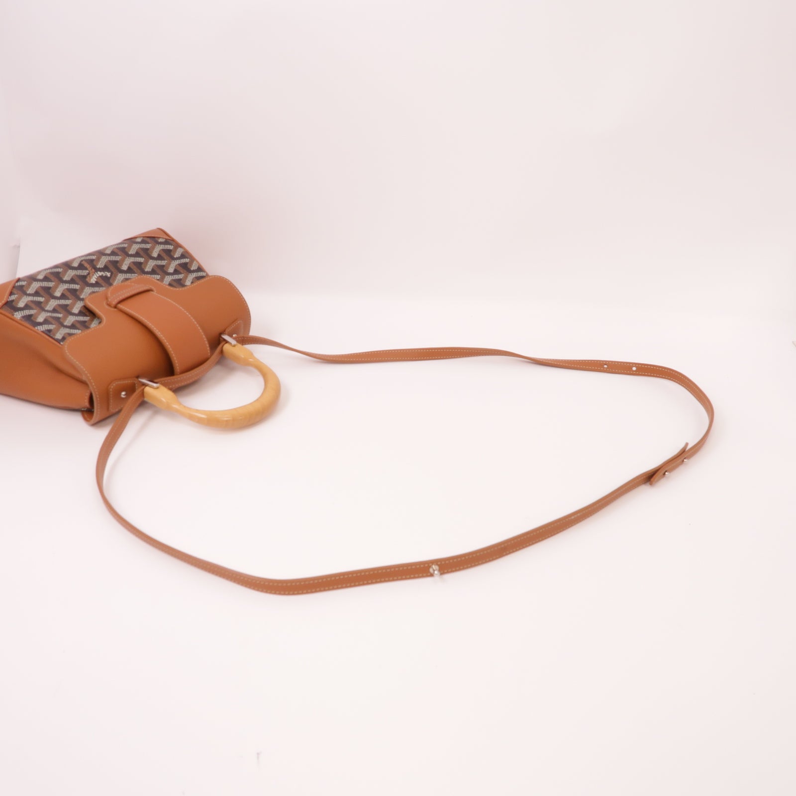 GOYARD 【激減優惠】塗層帆布/牛皮皮革Saigon Mini 2 Way Shoulder銀扣手挽肩背兩用袋黑色/啡色