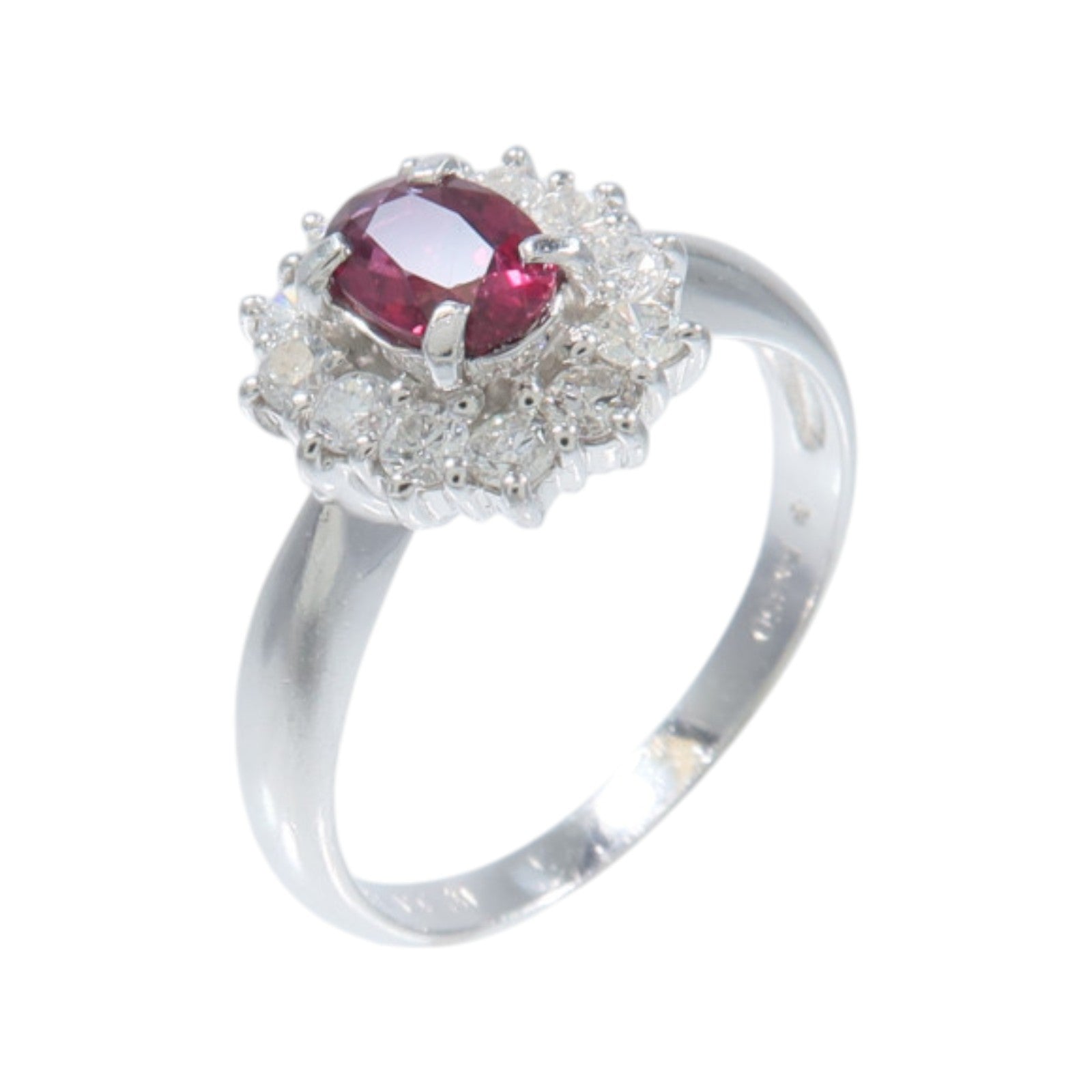JEWELRY 【激減優惠】PT850鉑金Ruby Diamond Ring紅寶石/鑽石戒指