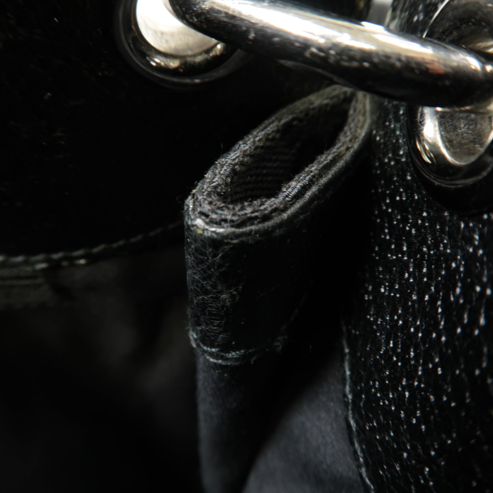 GUCCI 帆布Shoulder Bag銀扣肩背袋黒色