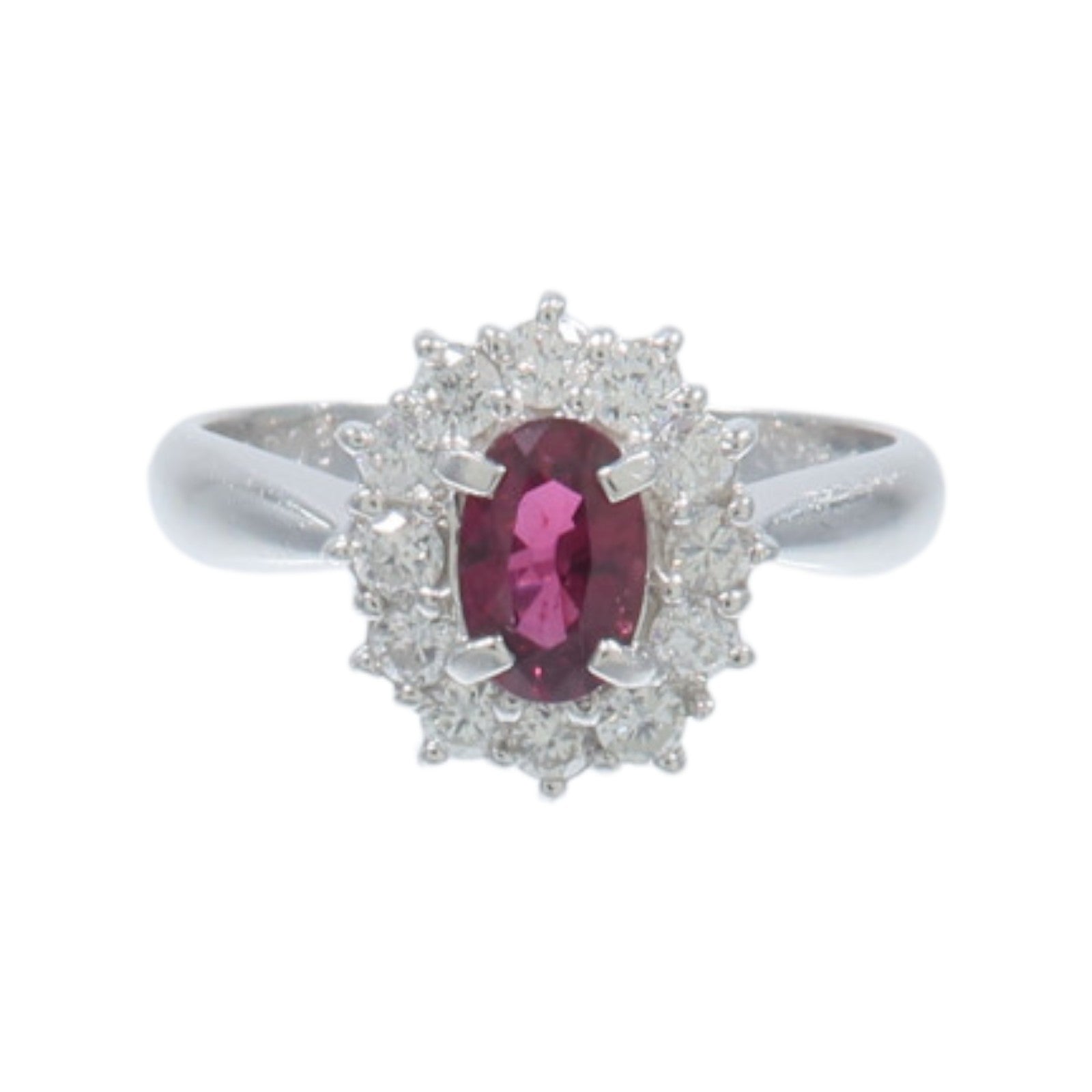 JEWELRY 【激減優惠】PT850鉑金Ruby Diamond Ring紅寶石/鑽石戒指