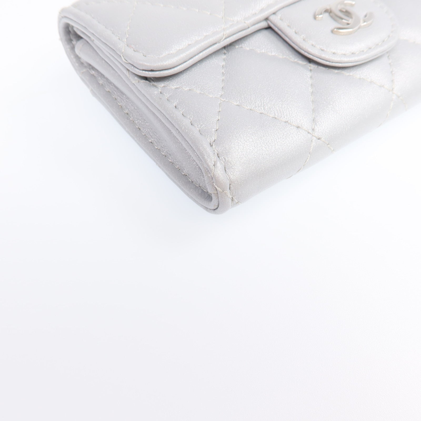 CHANEL 【激減優惠】羊皮皮革Card Case銀扣卡片套