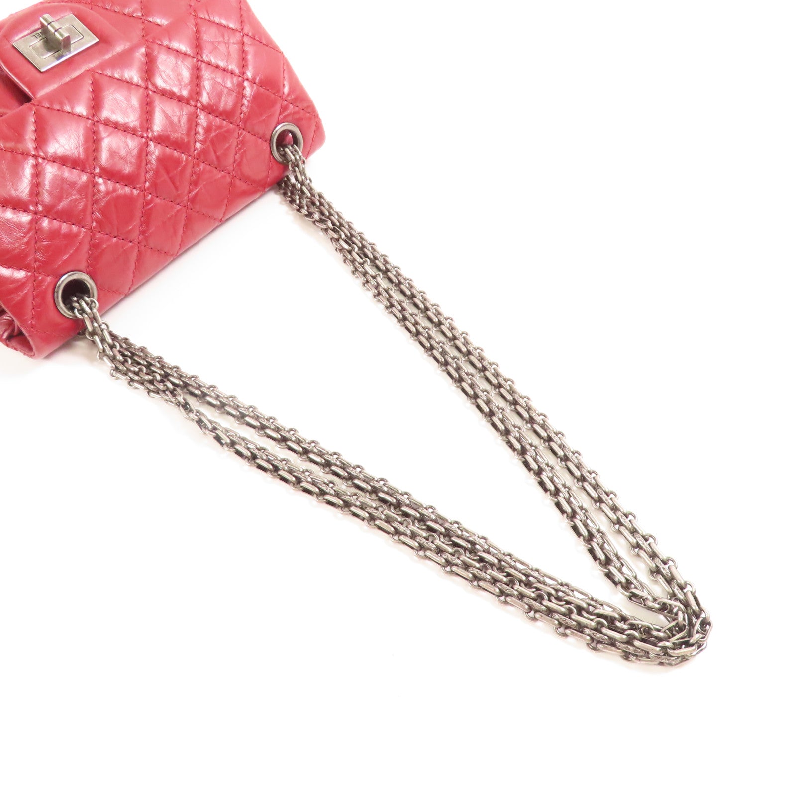 CHANEL CC 2.55 Mini Chain Shoulder Bag AS0874 Calfskin Leather Red