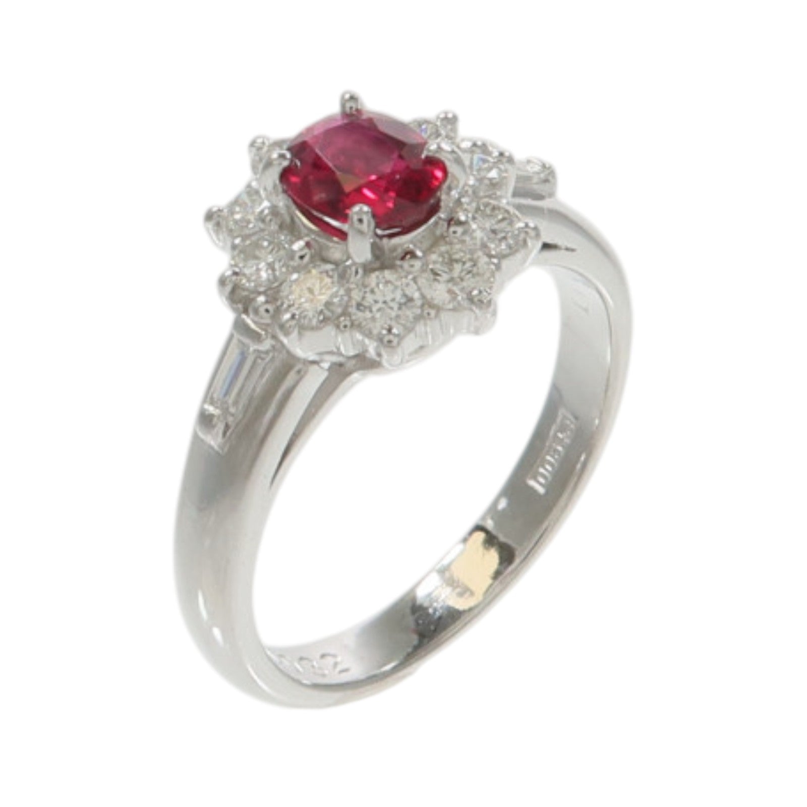 JEWELRY PT900鉑金Ruby Diamond Ring紅寶石/鑽石戒指