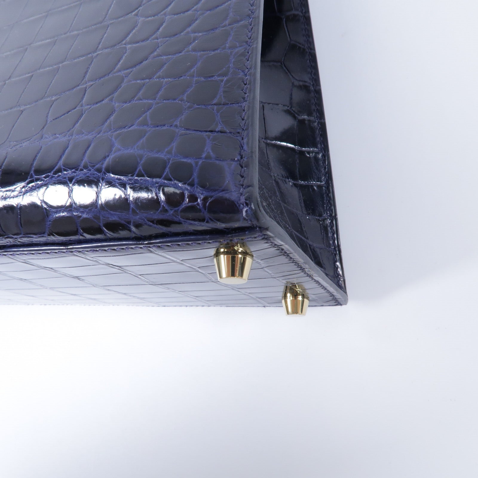 HERMES 鱷魚皮革Kelly 28手挽肩背兩用袋Bleu Saphir