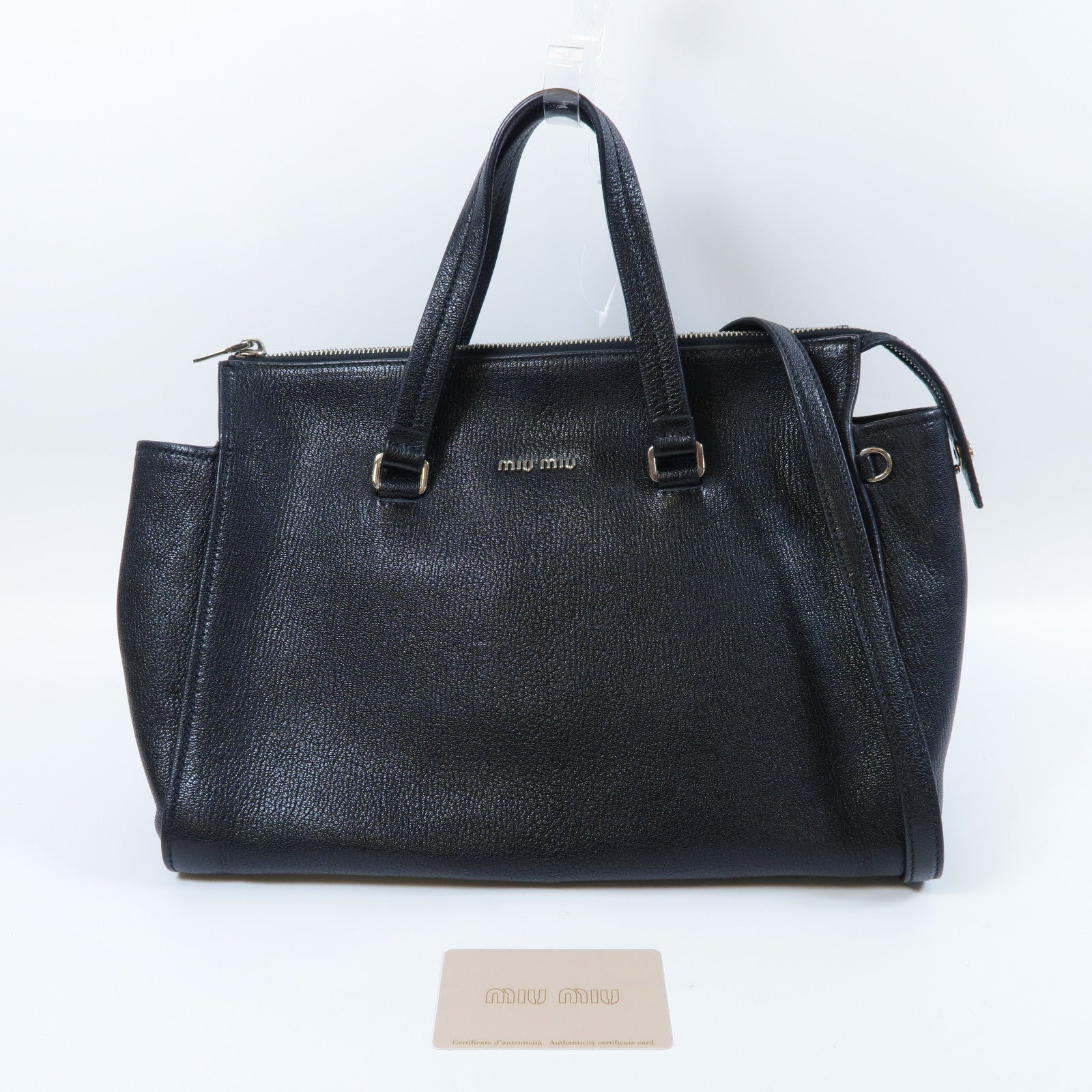 Miu Miu Madras皮革2 Way Shoulder銀扣手挽肩背兩用袋黑色
