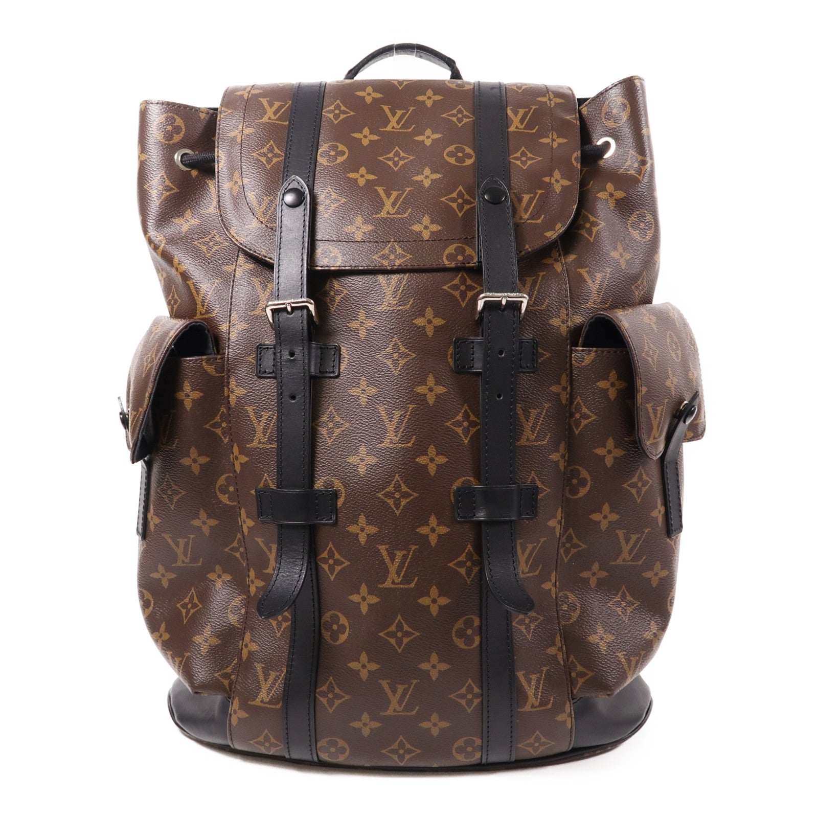 LOUIS VUITTON Monogram Macassar Christopher MM銀扣背包