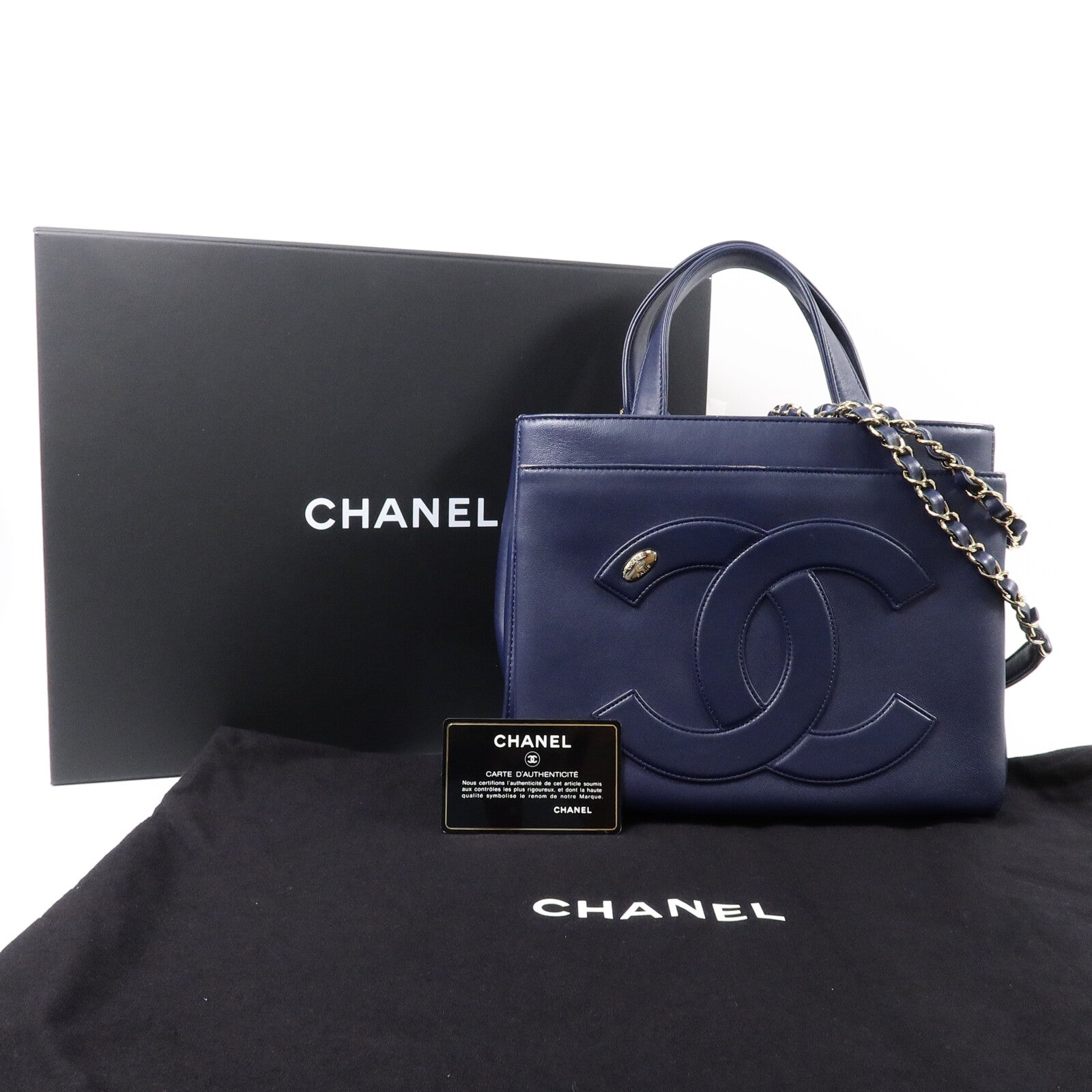 CHANEL 牛皮皮革2 Way Shoulder鏈帶手挽肩背兩用袋
