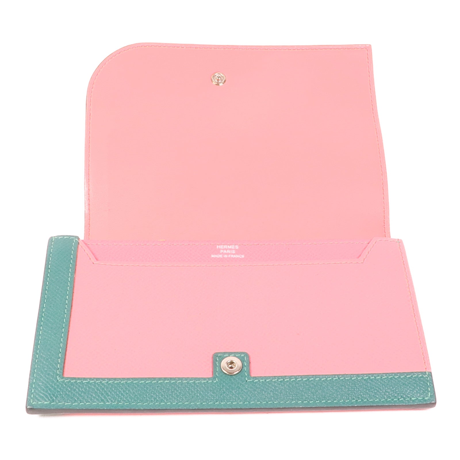 HERMES PHW Camail Long Wallet Veau Epsom Leather Rose Azalee