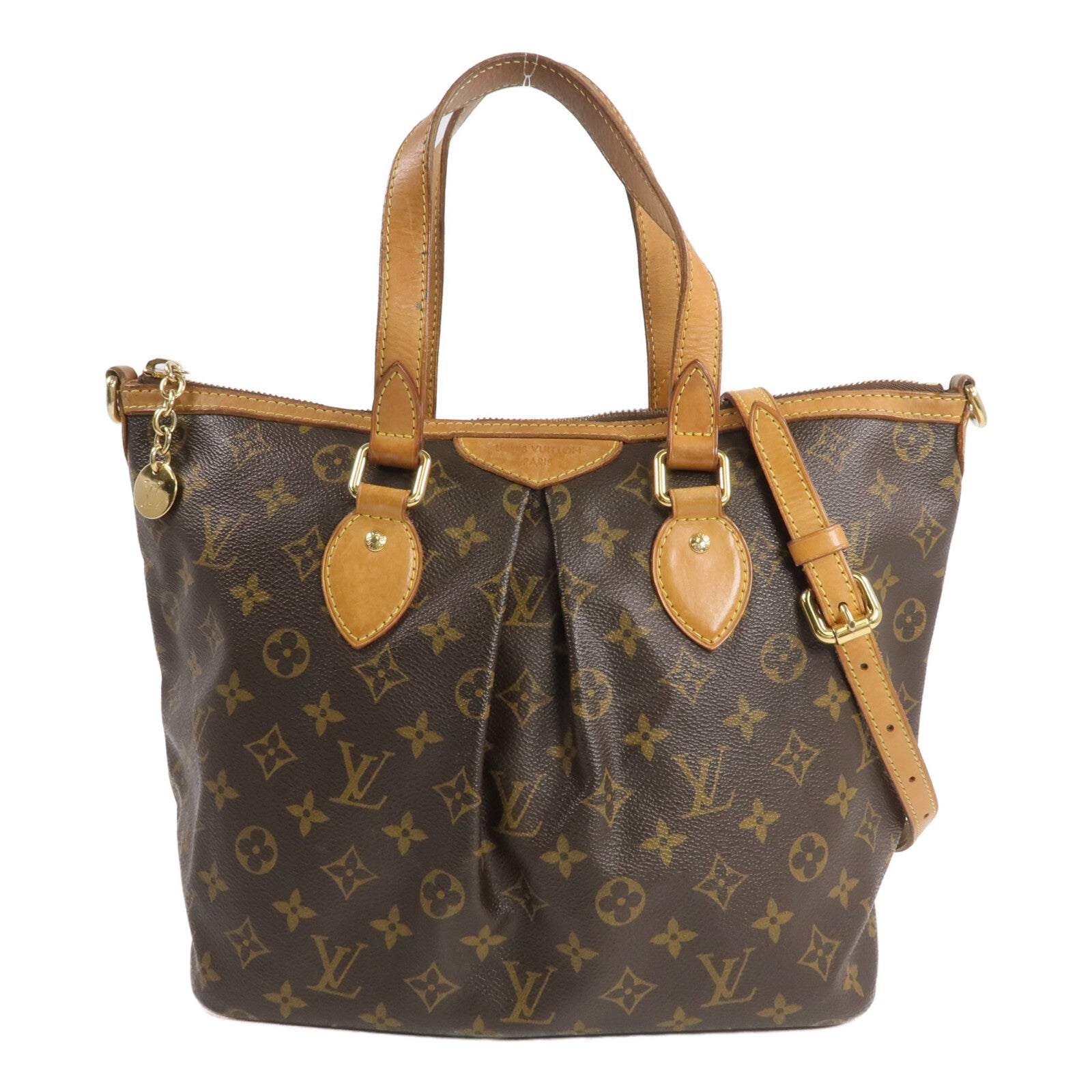 LOUIS VUITTON Monogram Palermo PM金扣手挽肩背兩用袋棕色