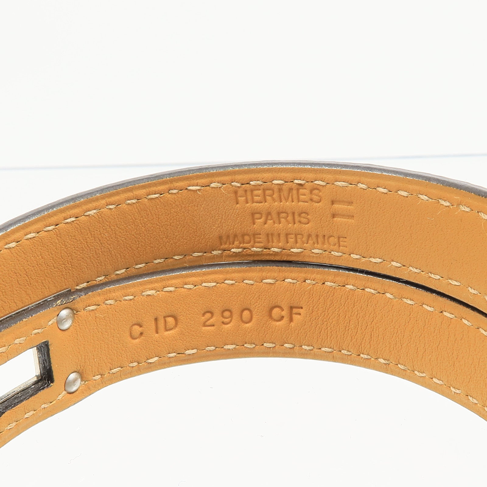 HERMES 蜥蝪皮革Kelly Double Tour Bracelet銀扣手鏈