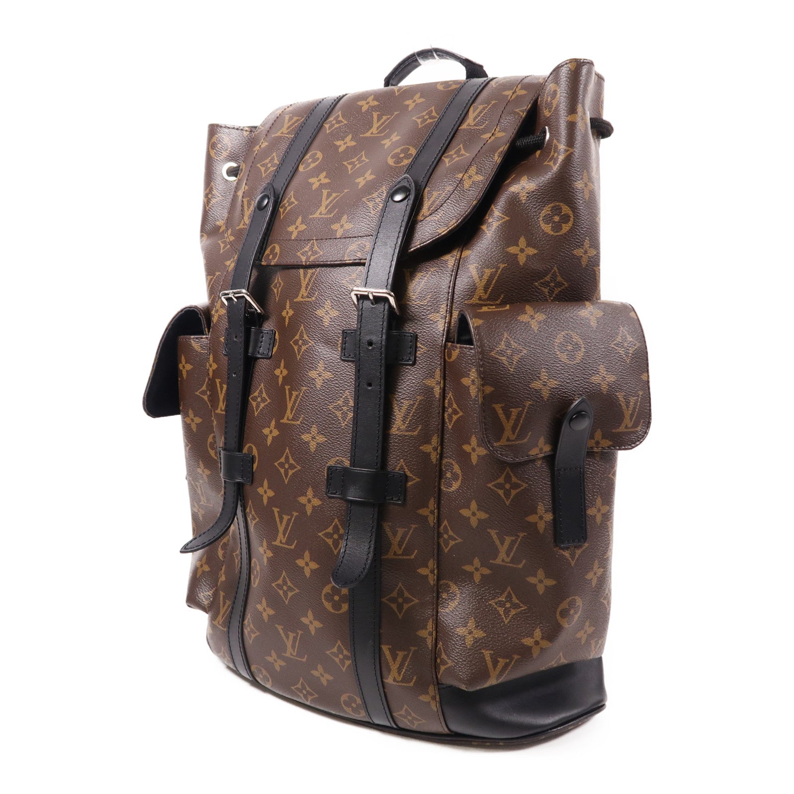 LOUIS VUITTON Monogram Macassar Christopher MM銀扣背包
