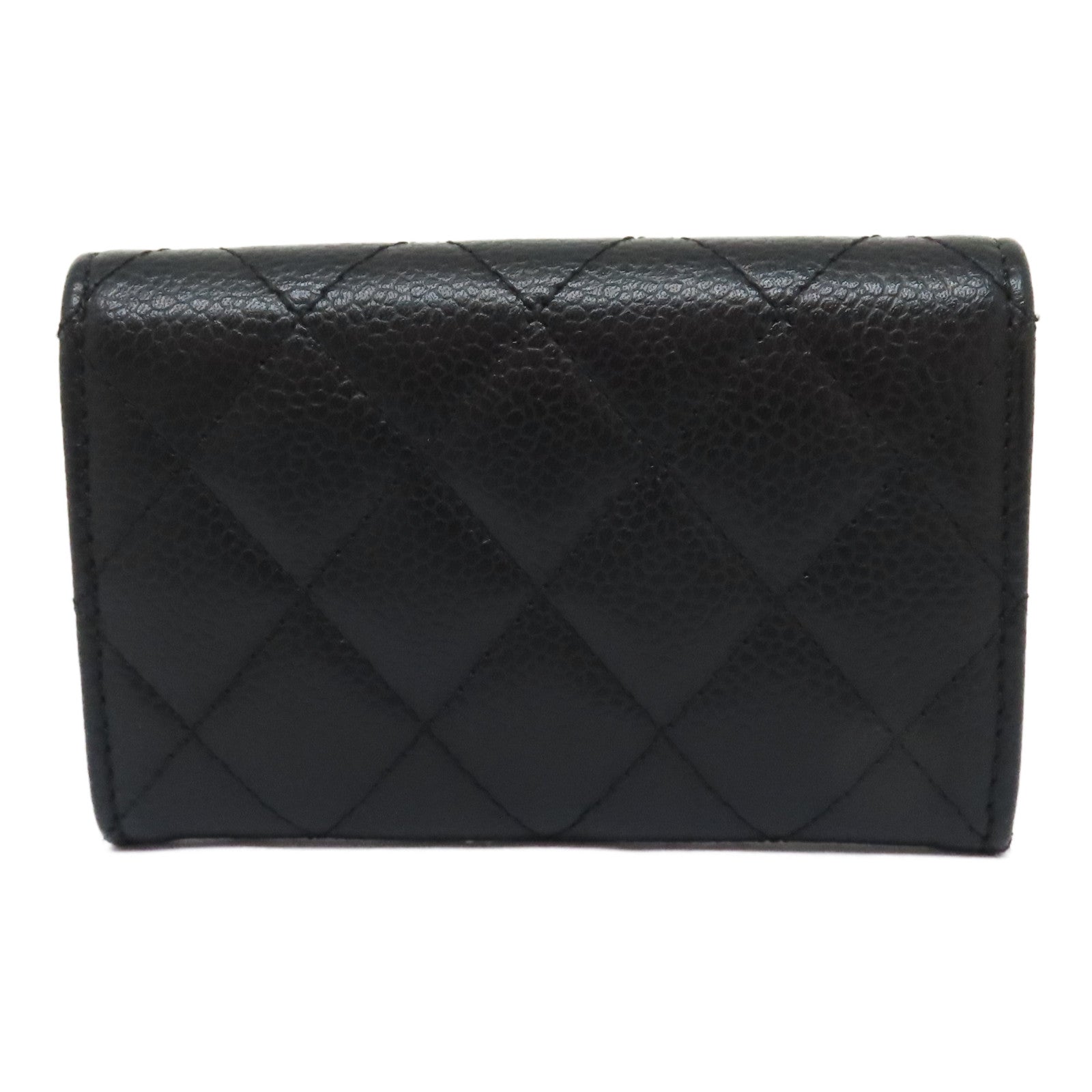 CHANEL 菱格Caviar皮革Card Case金扣卡片套黑色