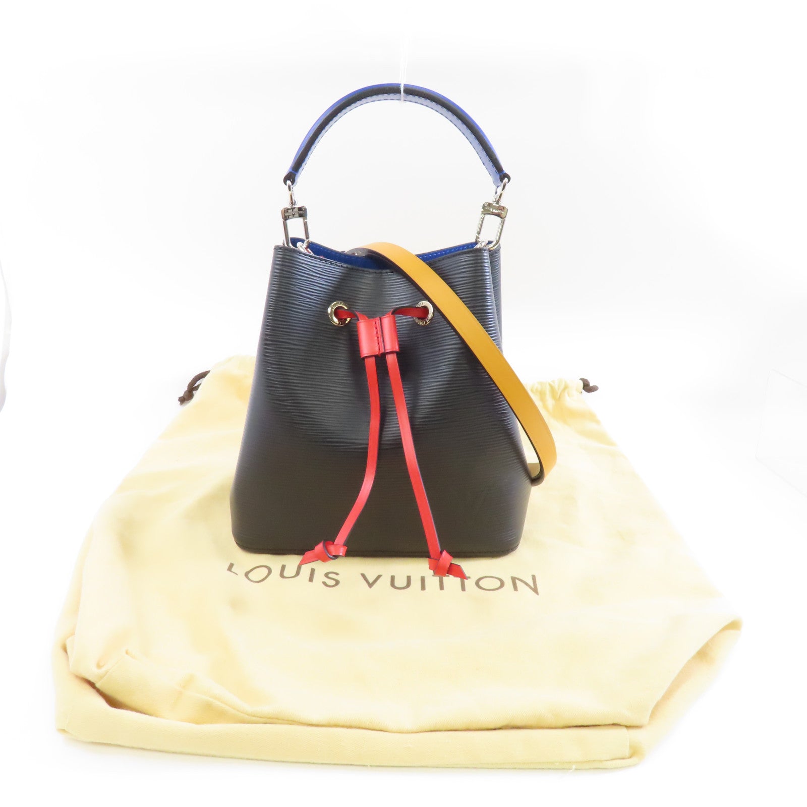 LOUIS VUITTON Epi Neo Noe BB銀扣手挽肩背兩用袋黑色/黃色/藍色
