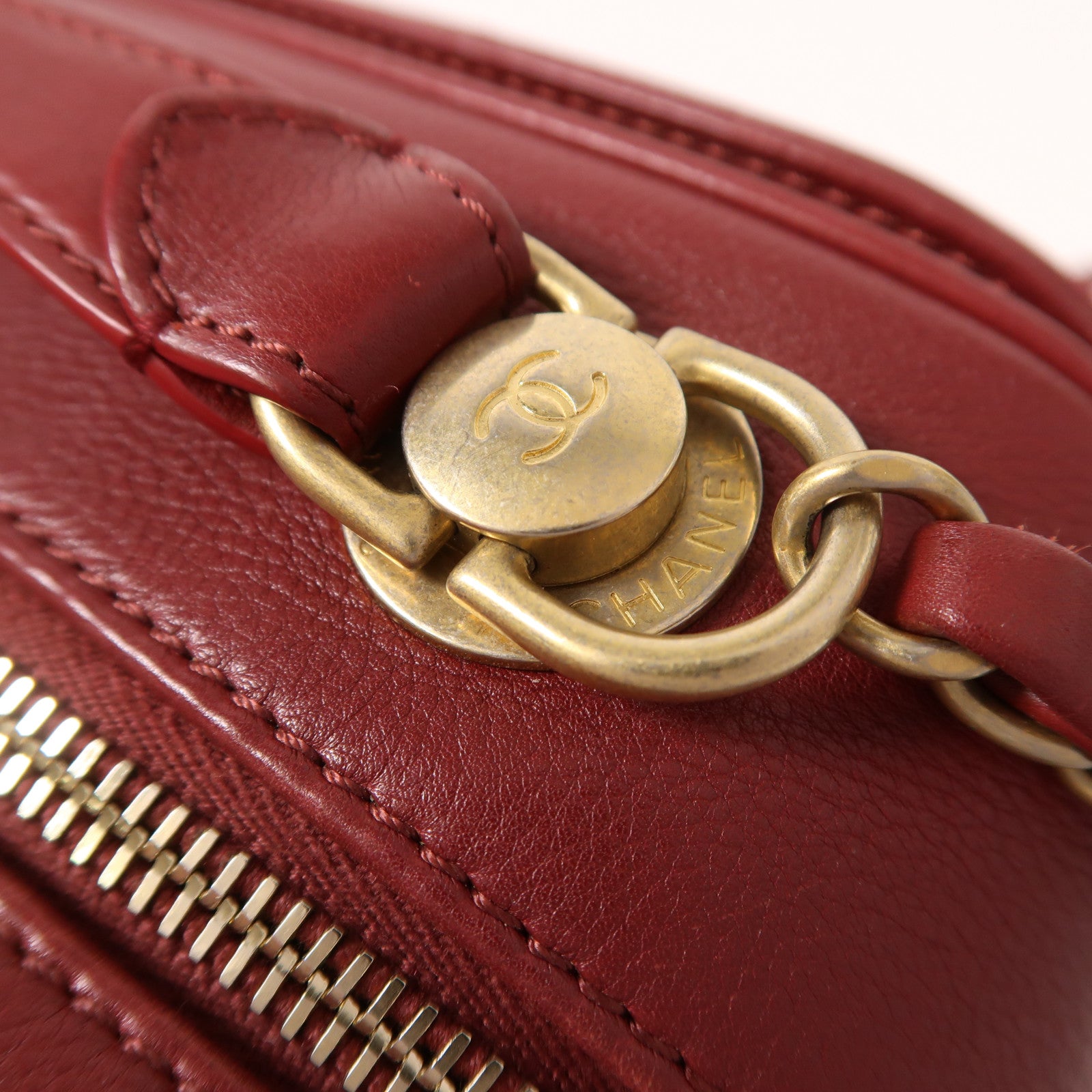 CHANEL 牛皮皮革2 Way Shoulder金扣手挽肩背兩用袋