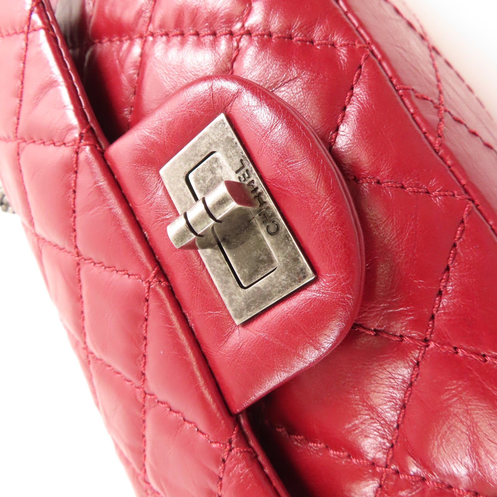 CHANEL CC 2.55 Mini Chain Shoulder Bag AS0874 Calfskin Leather Red