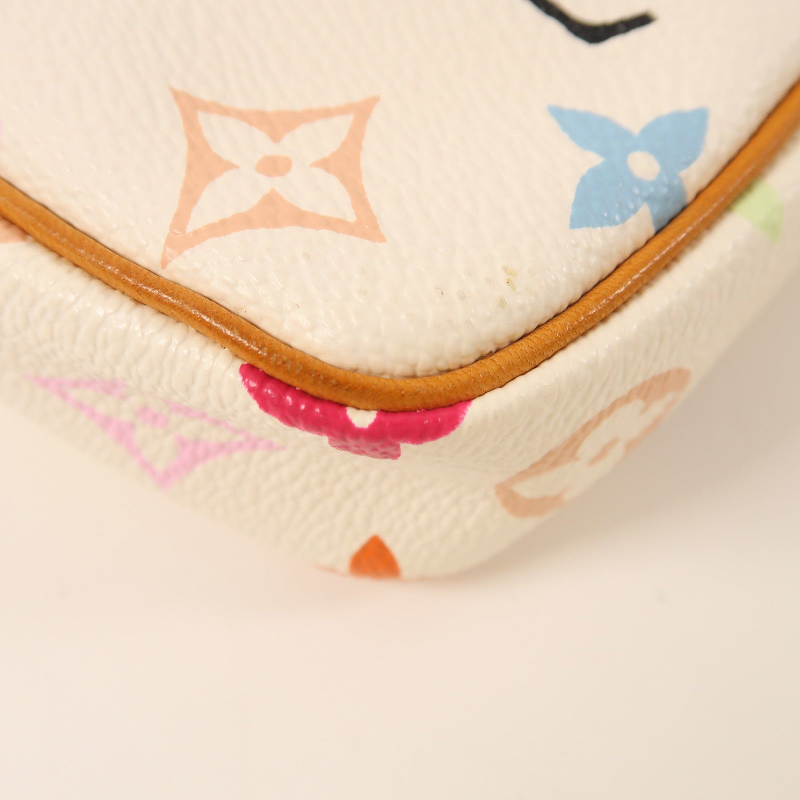 LOUIS VUITTON Monogram Multicolore Pochette Accessories金扣手挽袋白色/彩色