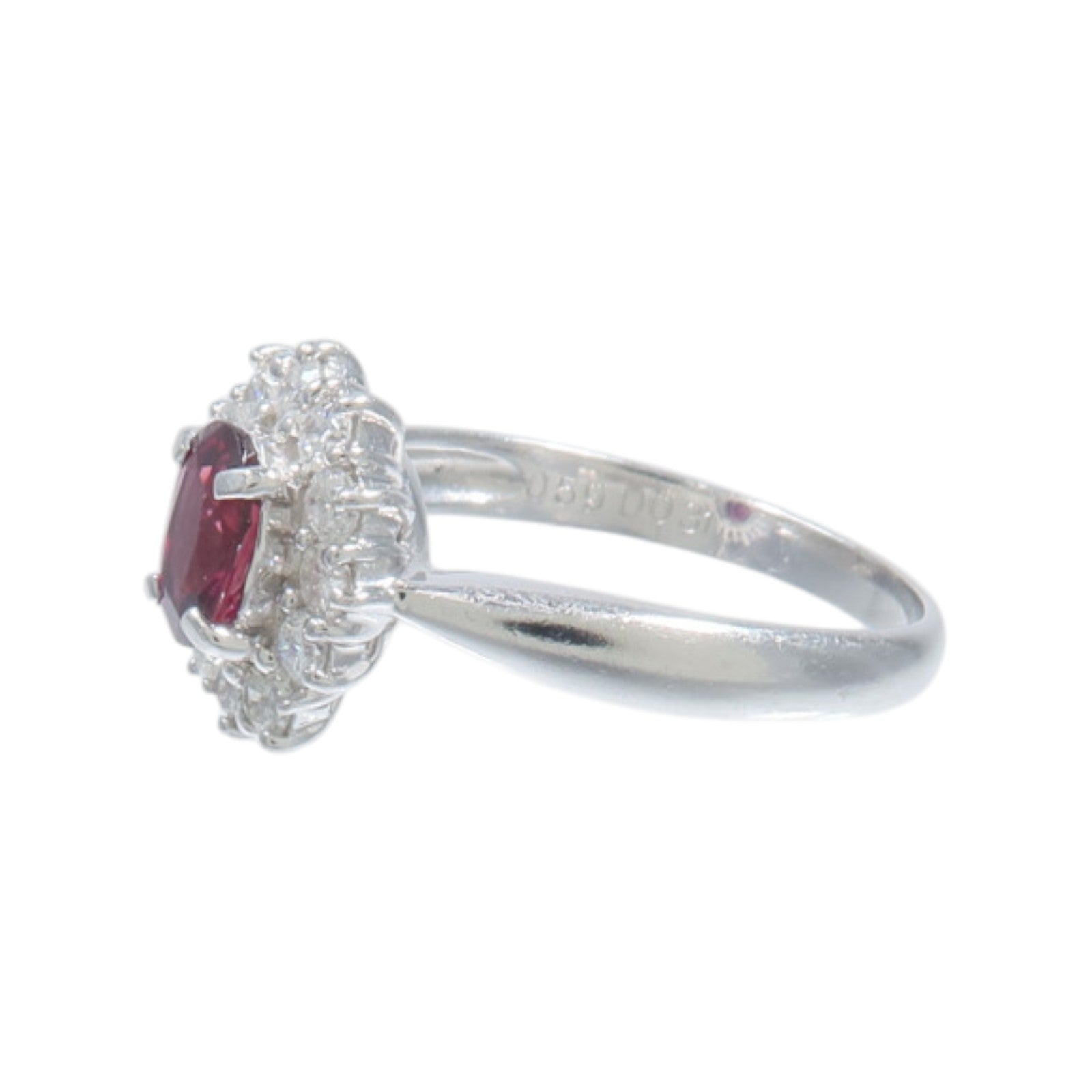 JEWELRY 【激減優惠】PT850鉑金Ruby Diamond Ring紅寶石/鑽石戒指